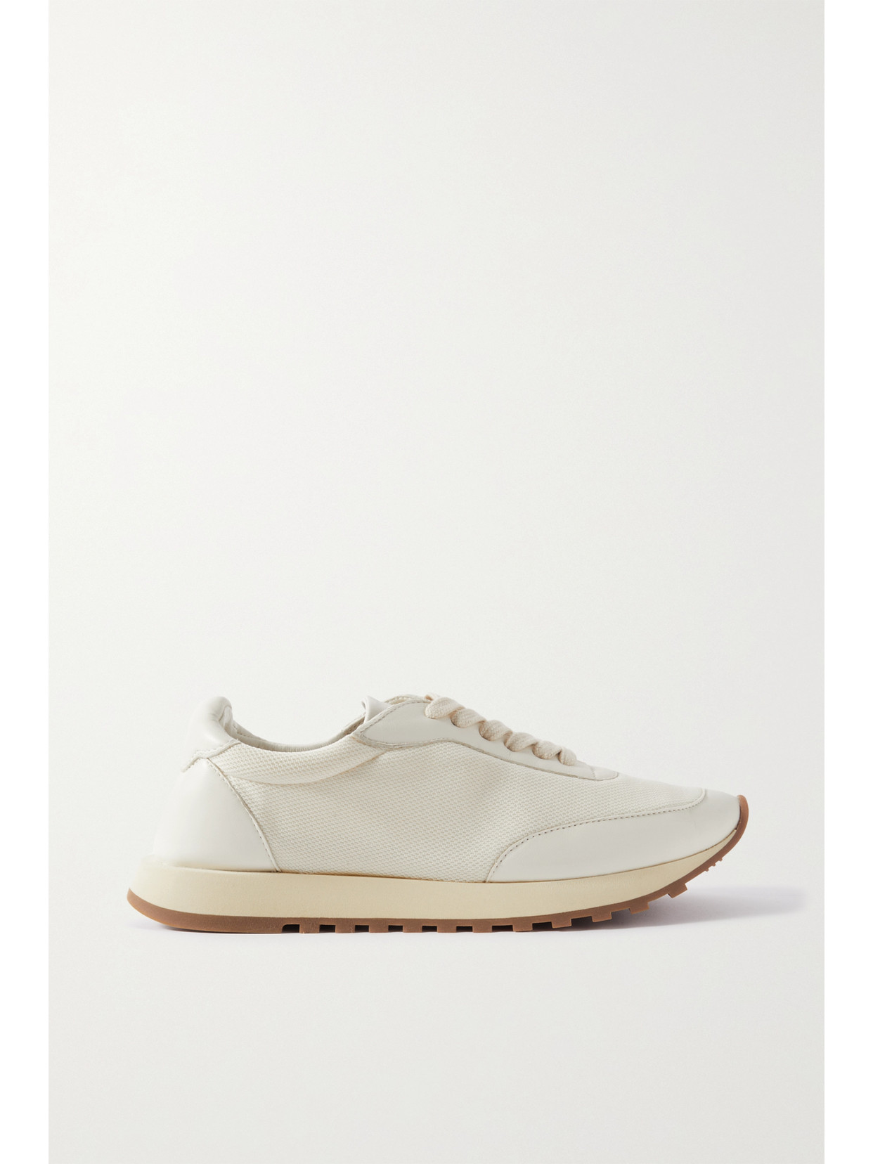 The Row Owen Runner Leather And Mesh Trainers In Cream
