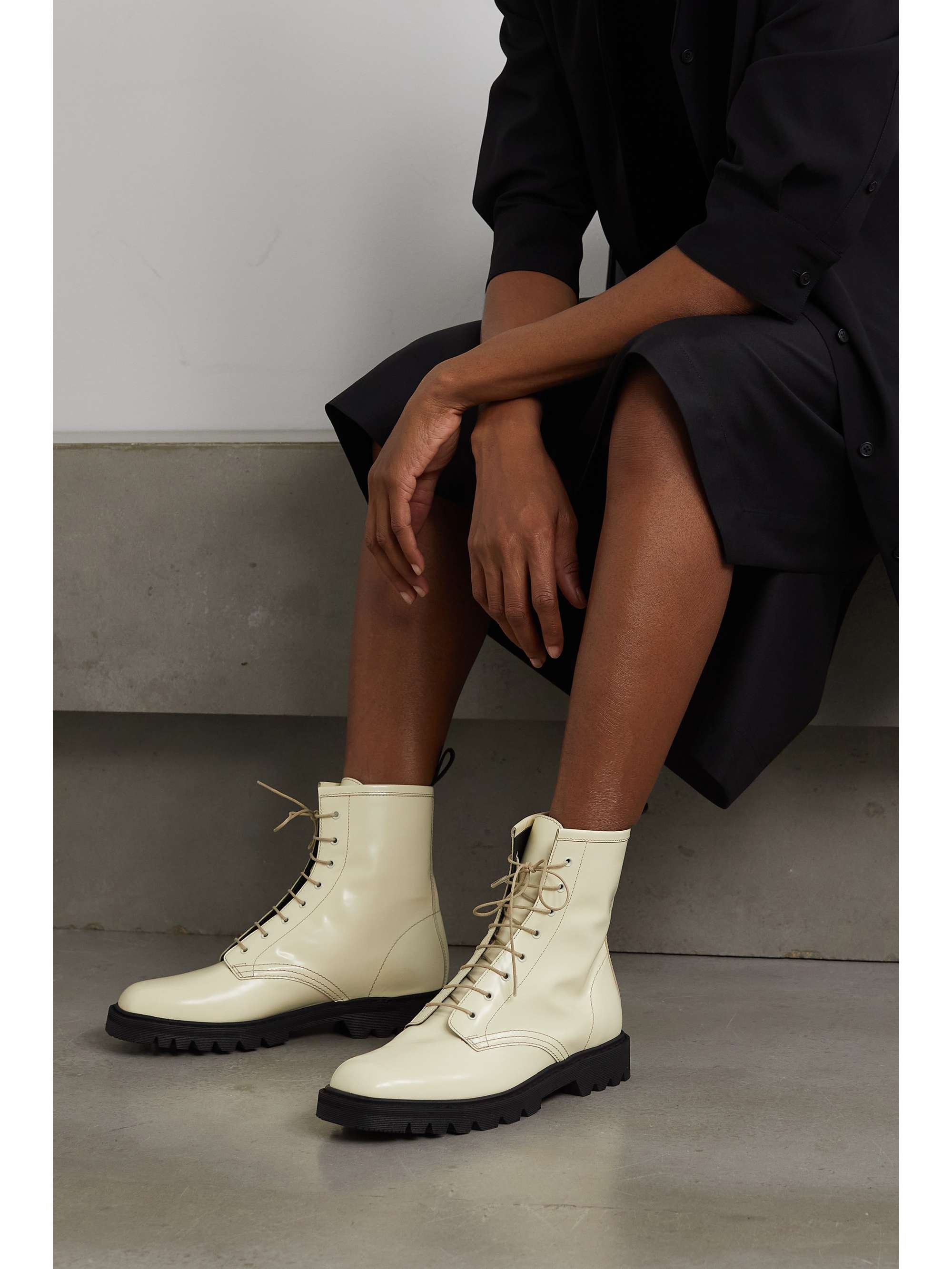 THE ROW Ranger lace-up leather ankle boots