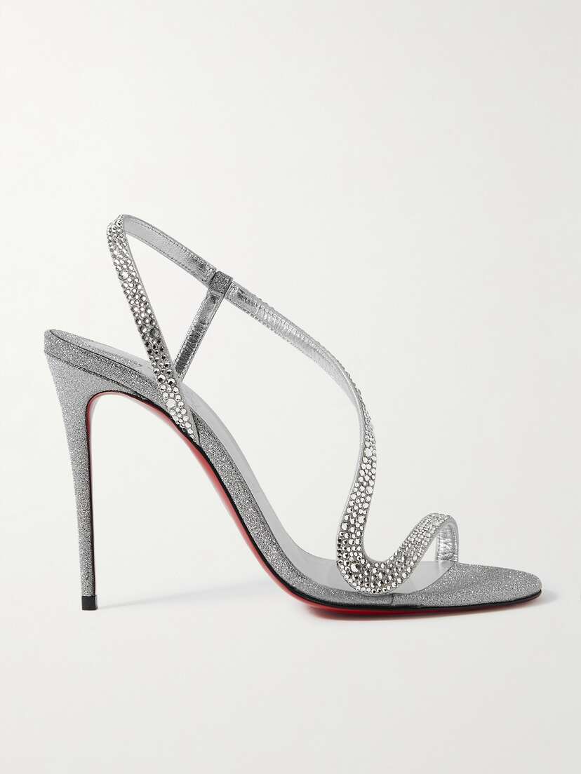 Christian Louboutin Rosalie Strass 100 Embellished Glittered Leather Sandals
