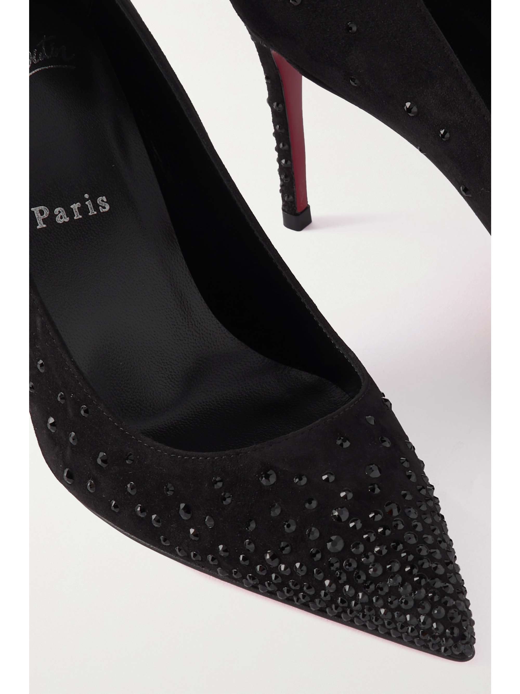 CHRISTIAN LOUBOUTIN Degrakate 85 crystal-embellished suede pumps
