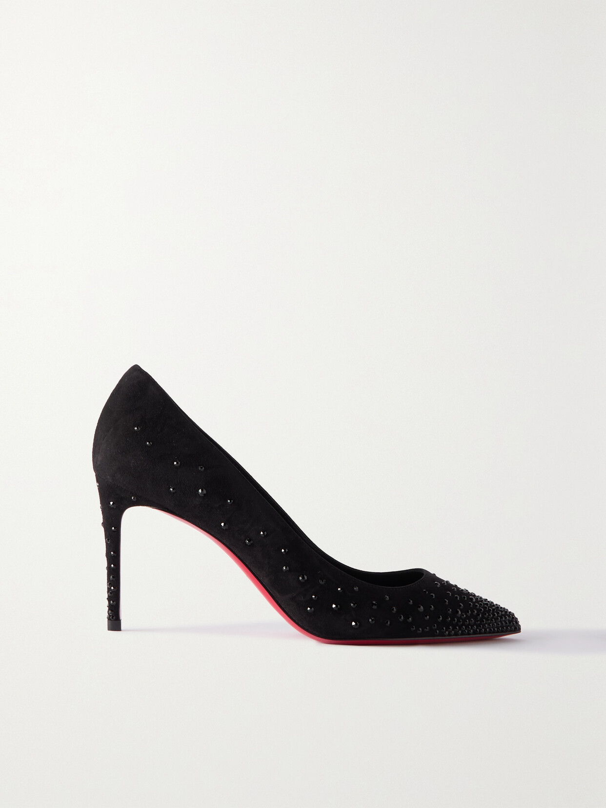 Christian Louboutin Degrakate 85 Crystal-embellished Suede Pumps - Black