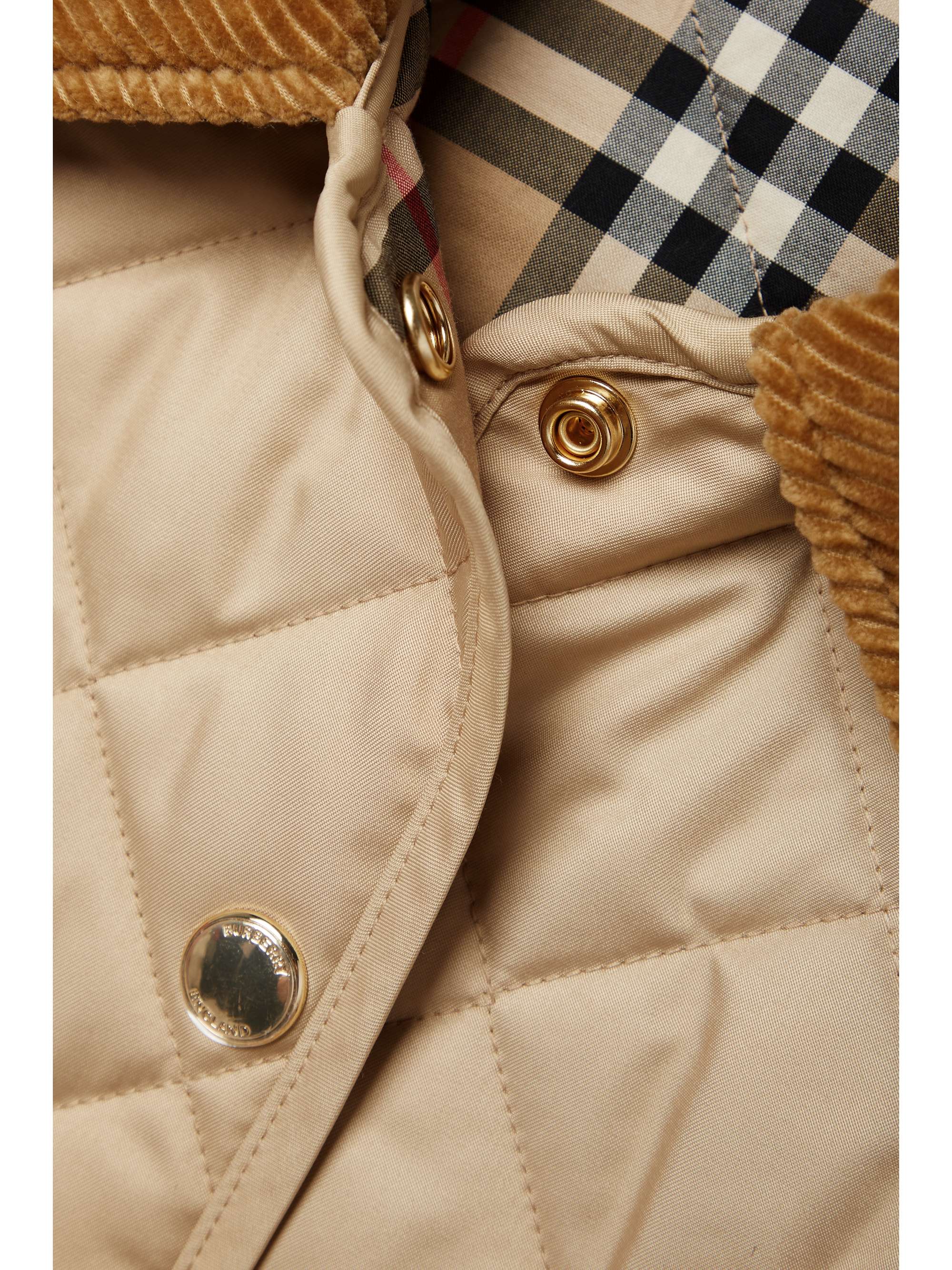 BURBERRY Reversible corduroy-trimmed quilted shell and checked cotton jacket
