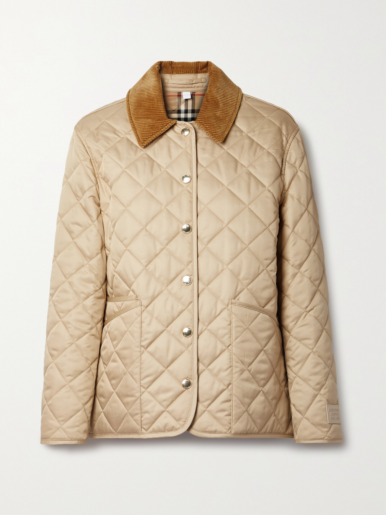 Burberry Reversible Corduroy-trimmed Quilted Shell And Checked Cotton Jacket In Neutrals