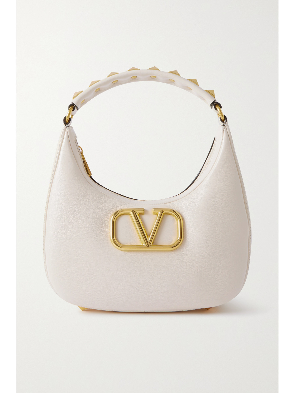 Valentino Garavani - Valentino Garavani Stud Sign Embellished Leather Shoulder Bag - Ivory