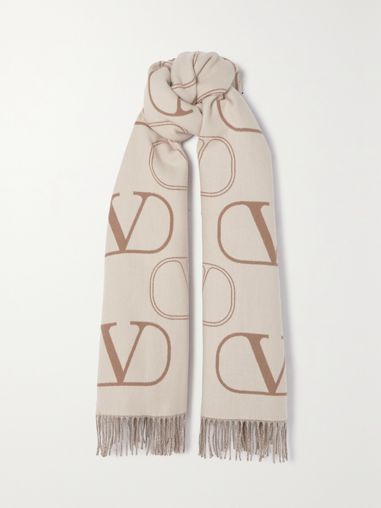 VALENTINO VALENTINO GARAVANI FRINGED WOOL-JACQUARD SCARF