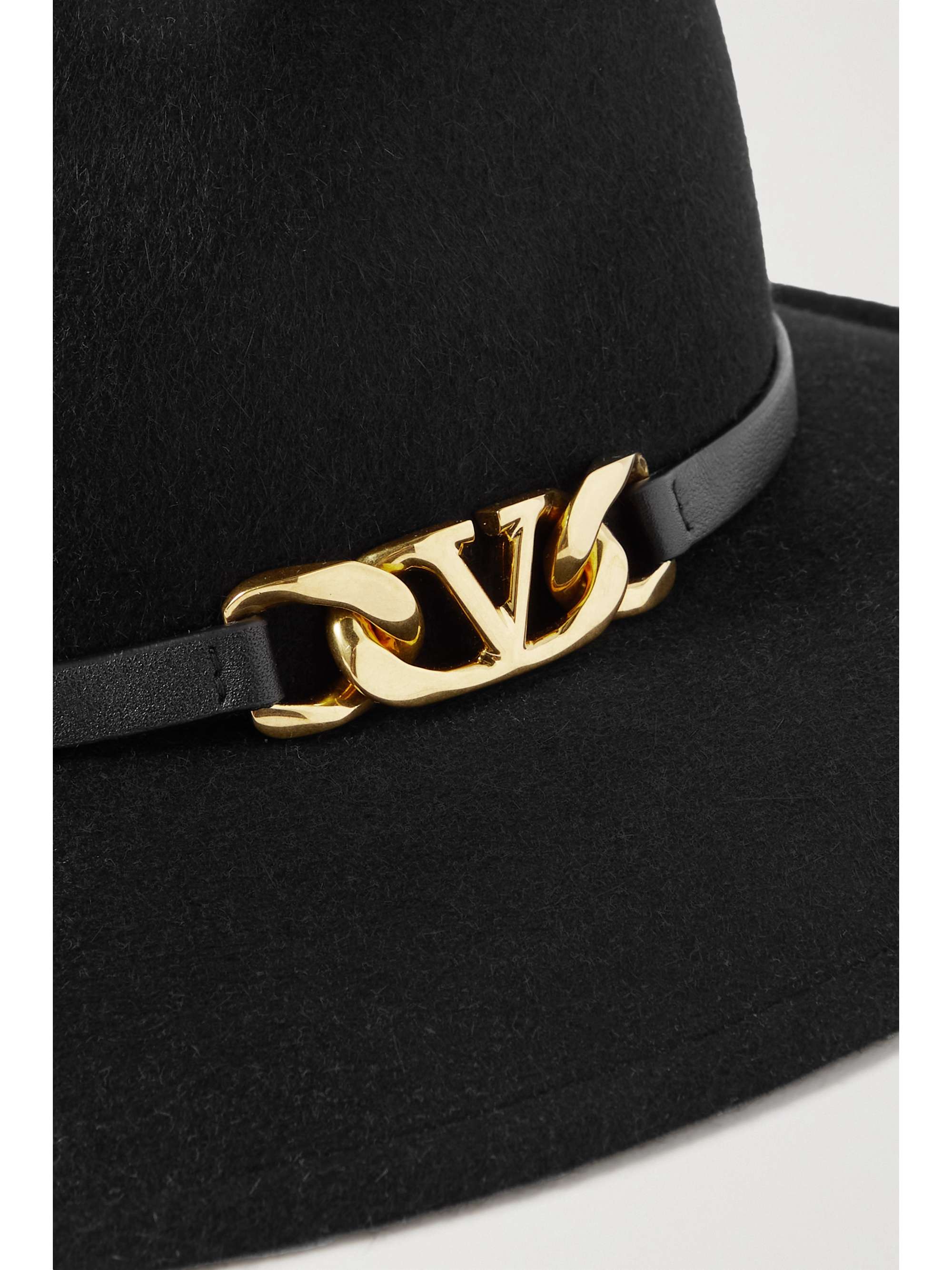 VALENTINO GARAVANI Valentino Garavani VLOGO embellished leather-trimmed felt fedora