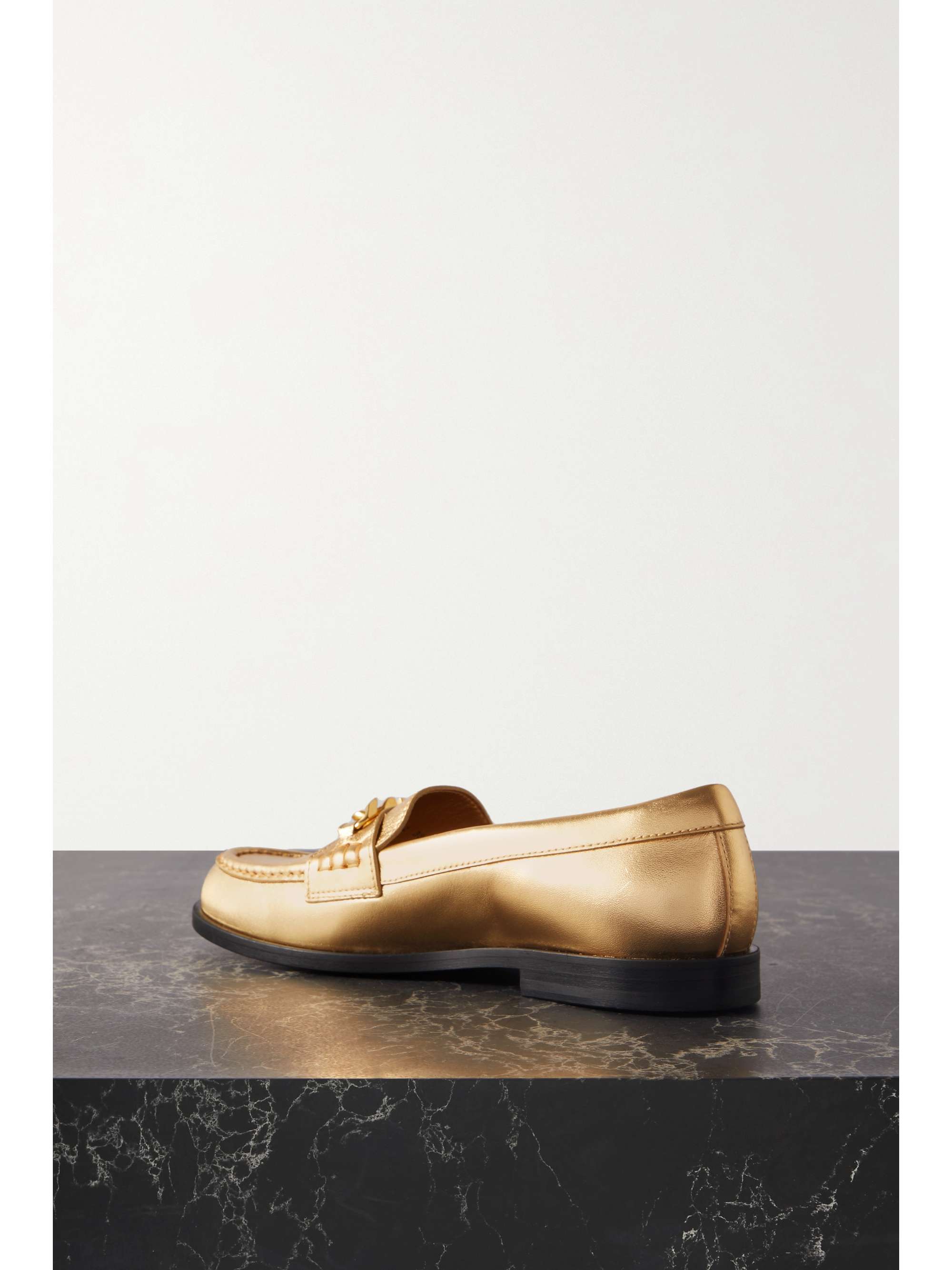 VALENTINO GARAVANI Valentino Garavani 带缀饰金属感皮革乐福鞋