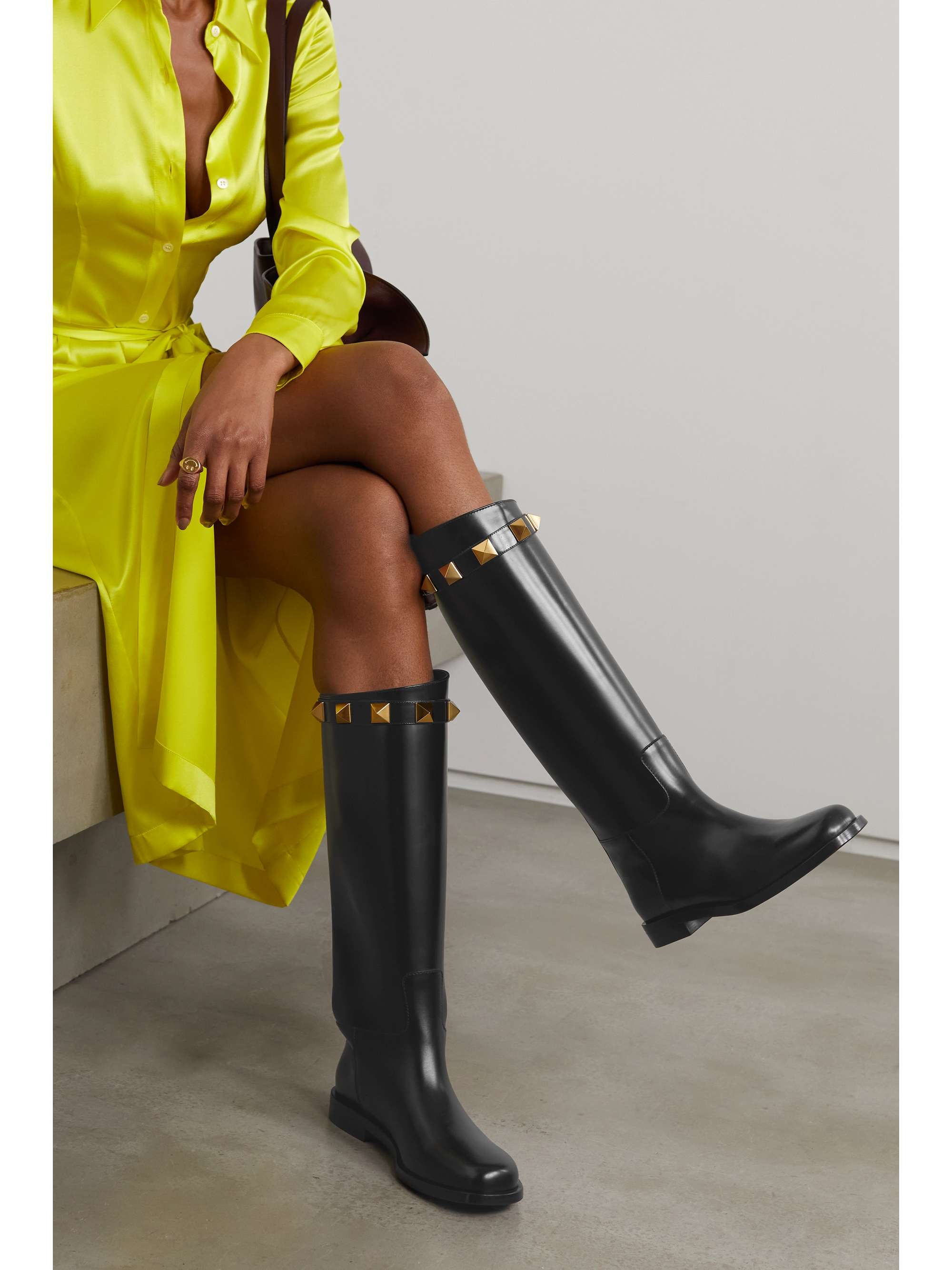 VALENTINO GARAVANI Valentino Garavani Roman Stud leather knee boots