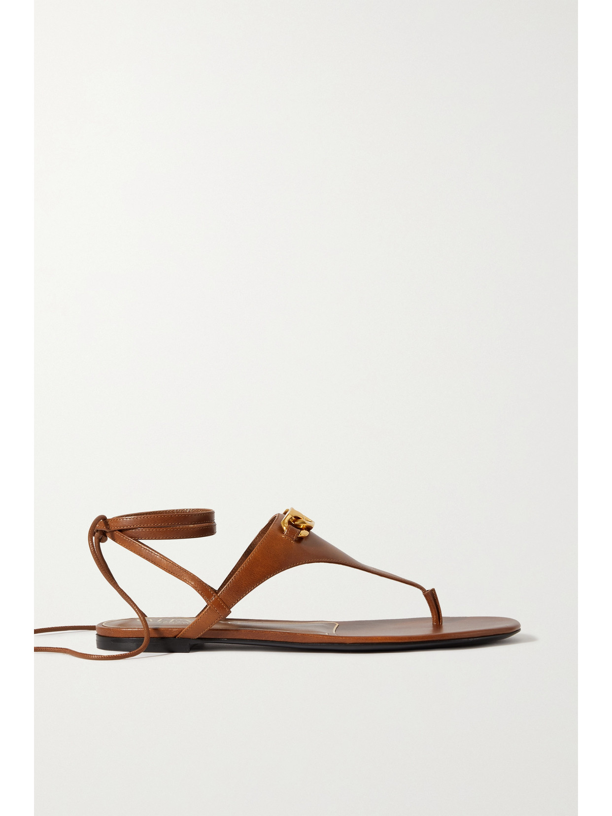 Shop Valentino Garavani Vlogo Leather Sandals In Brown