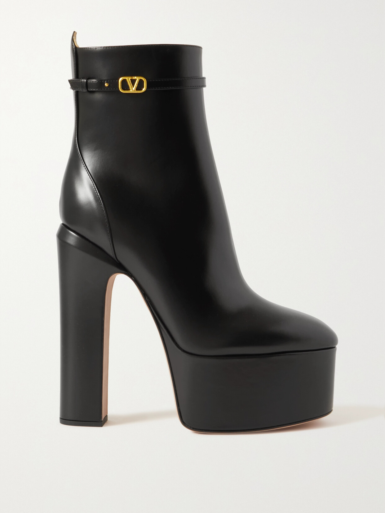 Valentino Garavani Valentino Garavani Tan-go 155 Leather Platform Ankle Boots - Black