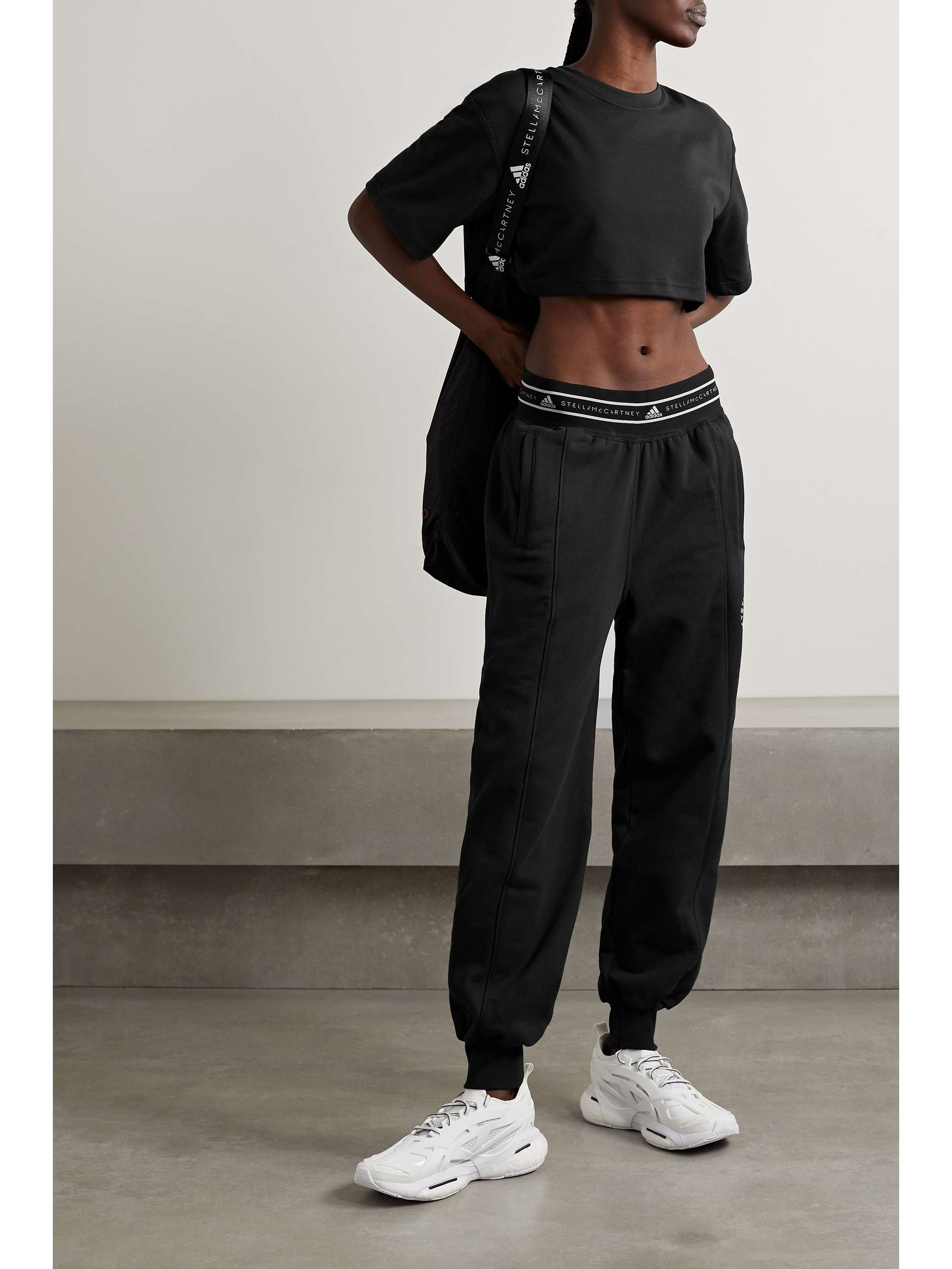 Printed organic cotton-jersey track pants