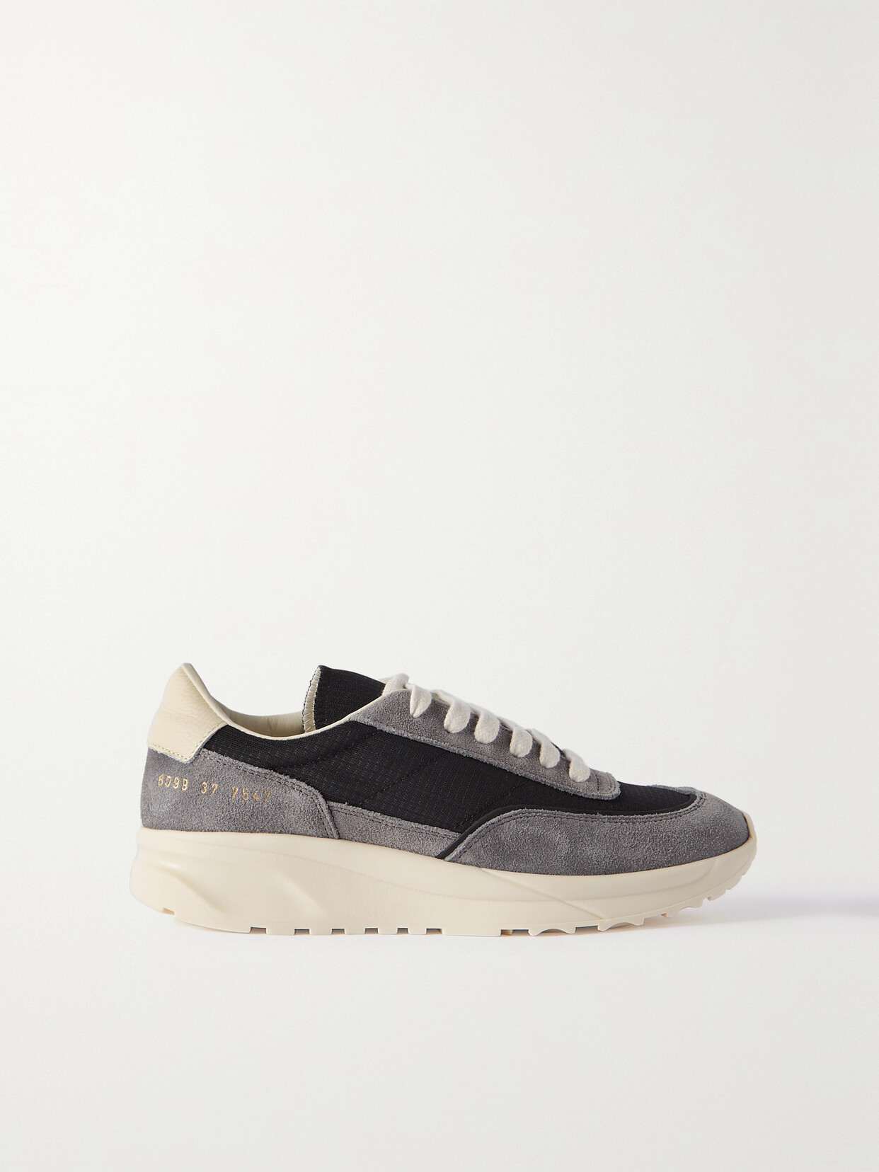 Common Projects Track 80 Leather-trimmed Suede And Ripstop Sneakers In Gray