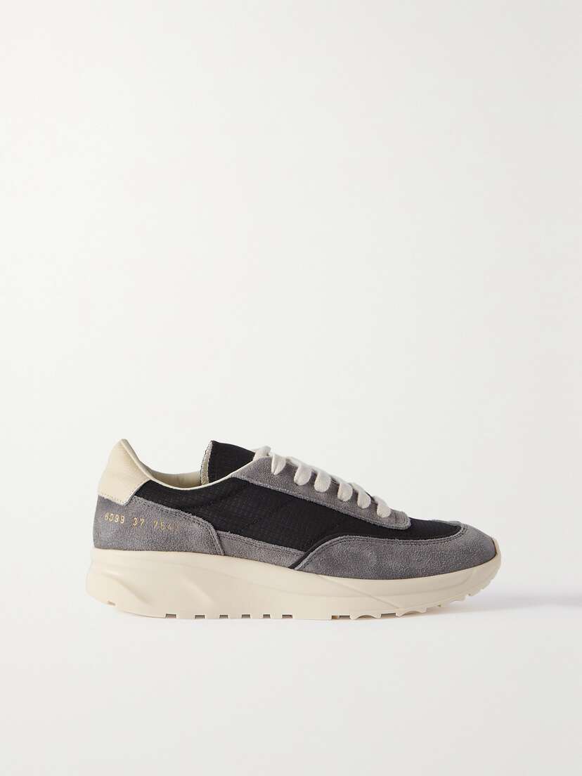 Common Projects Track 80 Leather-trimmed Suede And Ripstop Sneakers