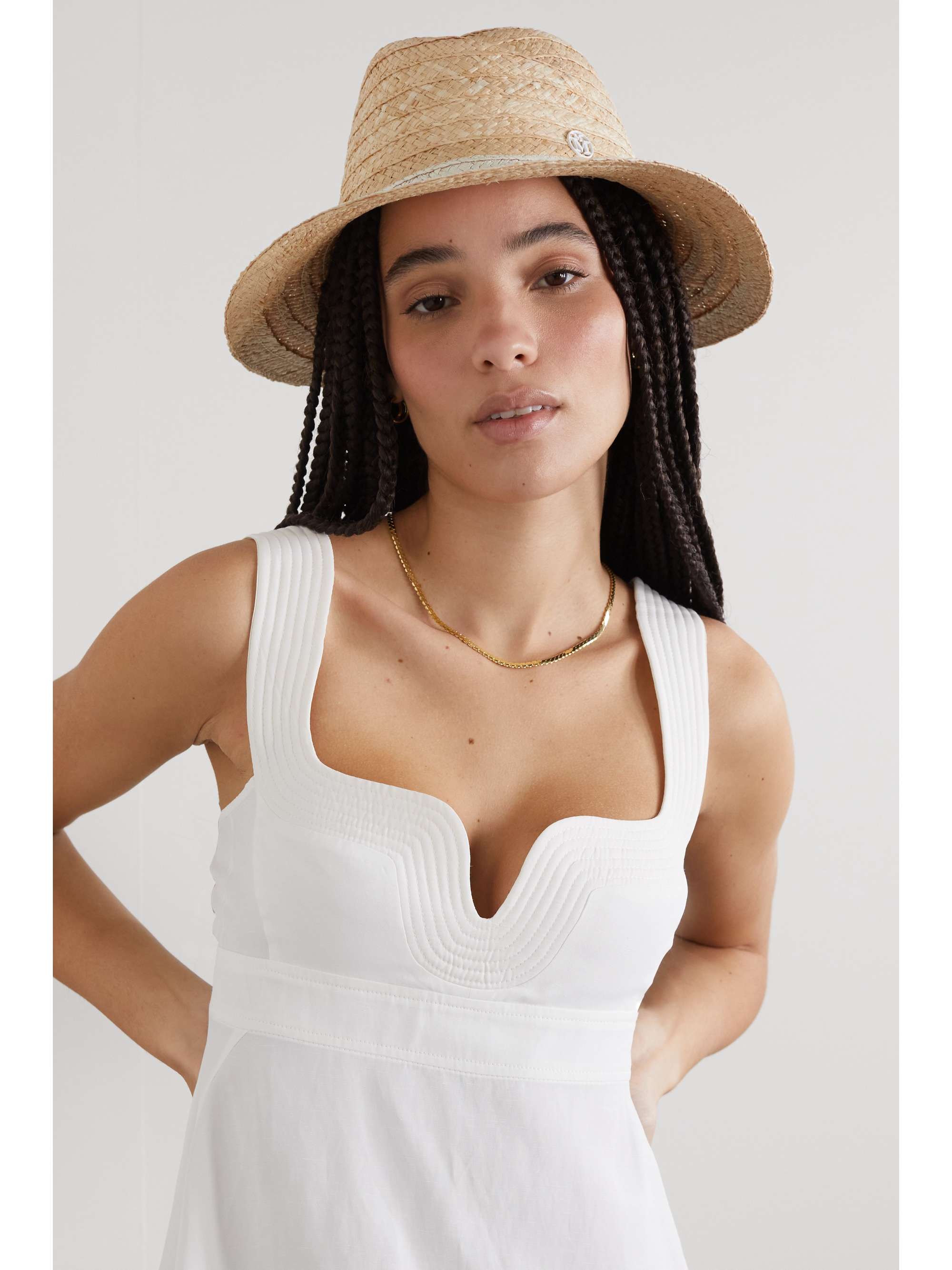 Sand Virginie painted raffia fedora 