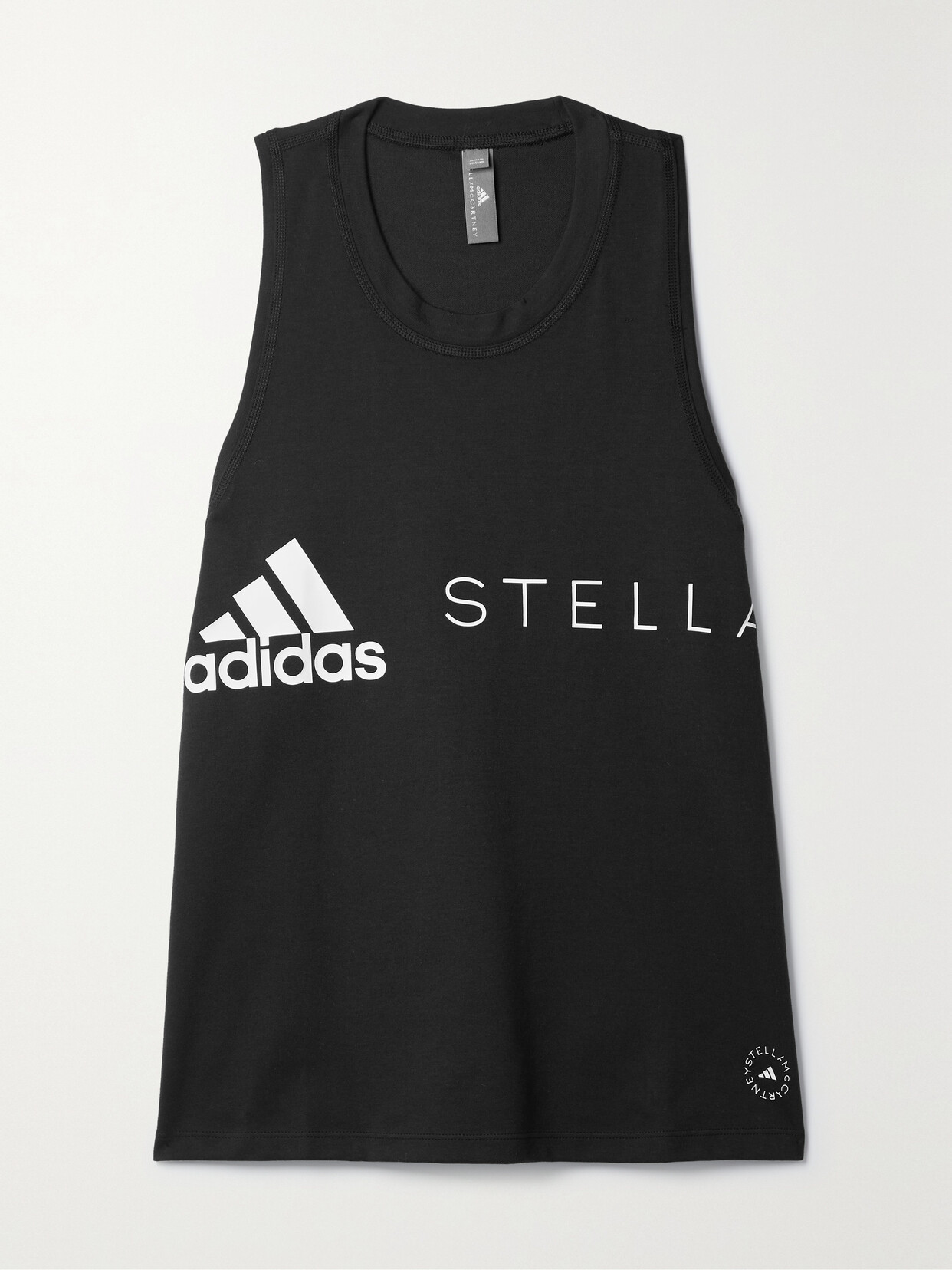 adidas by Stella McCartney - Printed Organic Cotton-blend Jersey Tank - Black