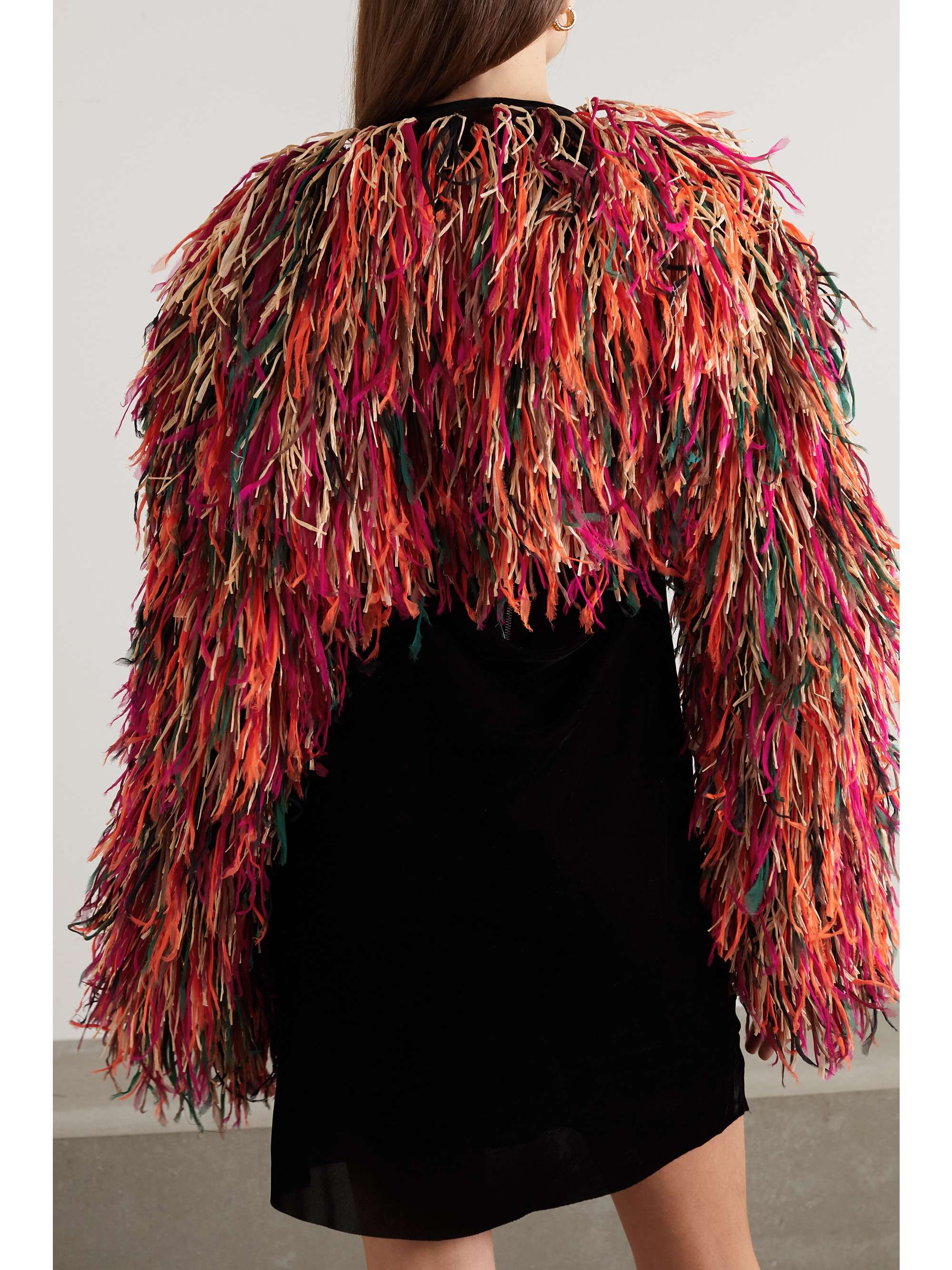 PUCCI Fringed raffia and organza jacket