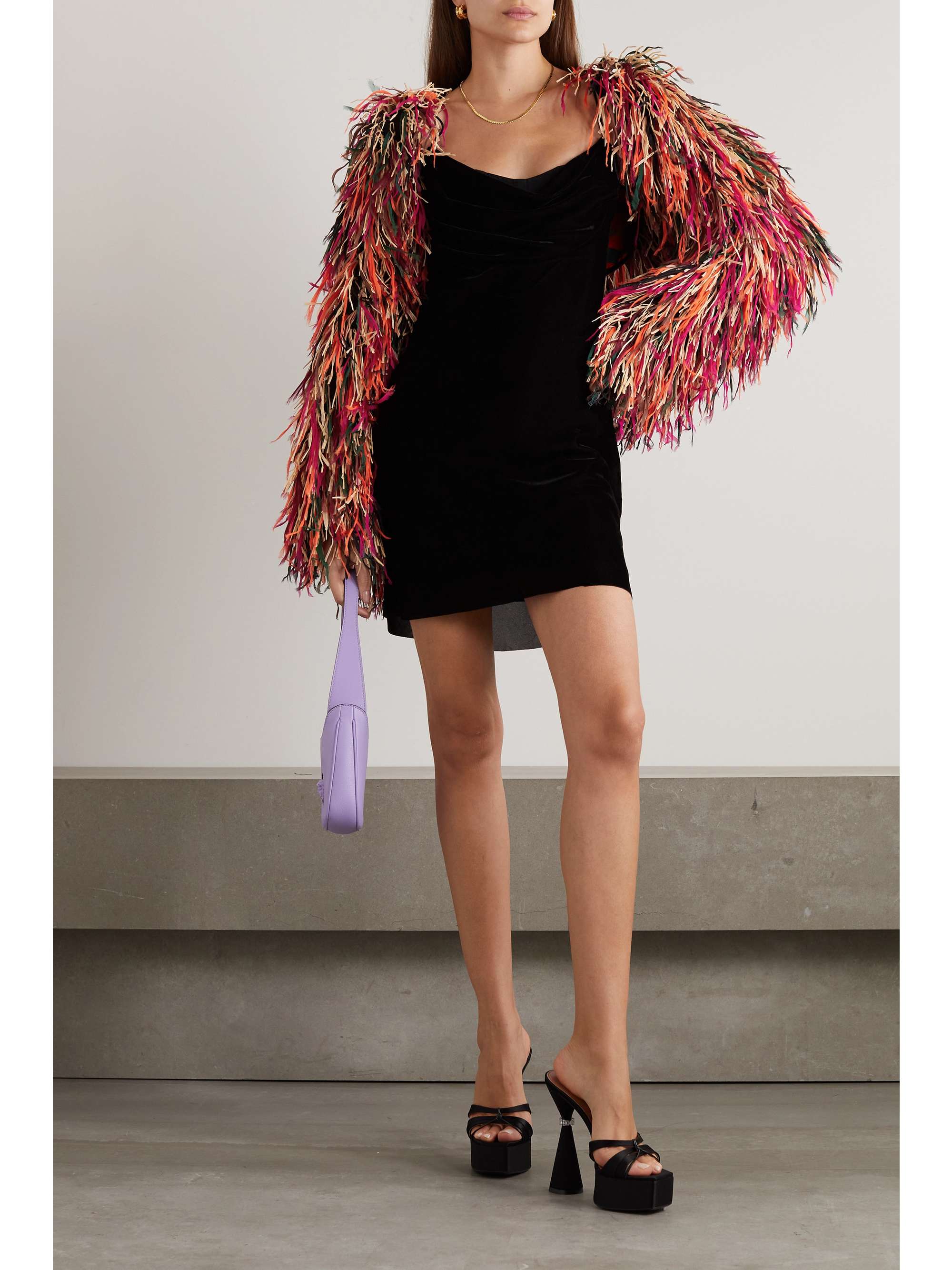 PUCCI Fringed raffia and organza jacket