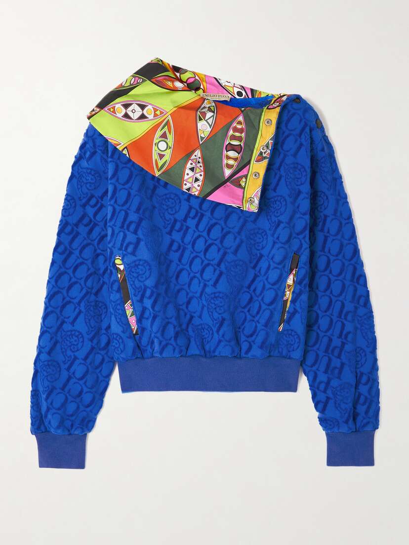 PUCCI Silk Twill And Cotton-terry Jacquard Sweatshirt