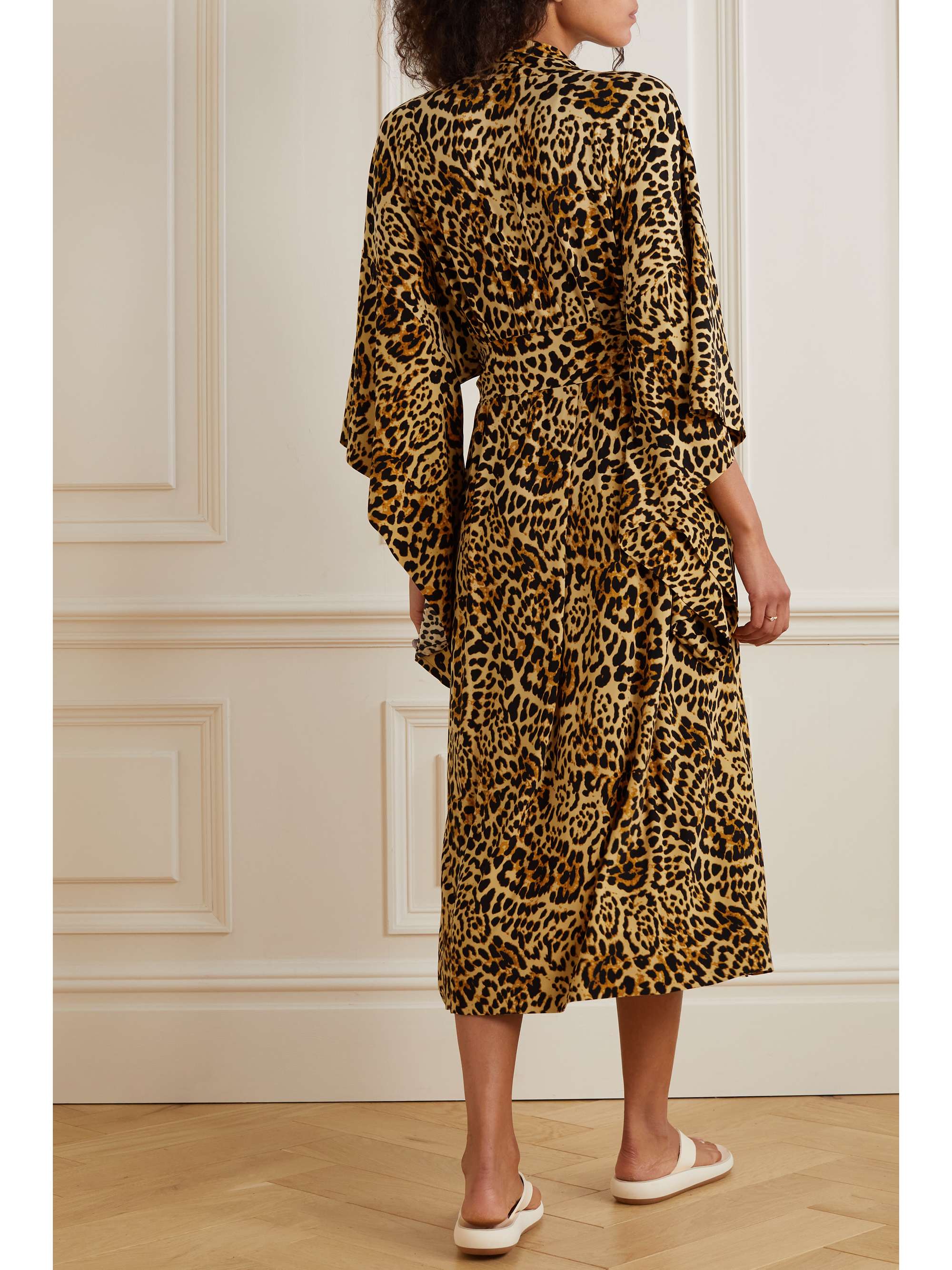 NORMA KAMALI Midcalf leopard-print stretch-jersey robe