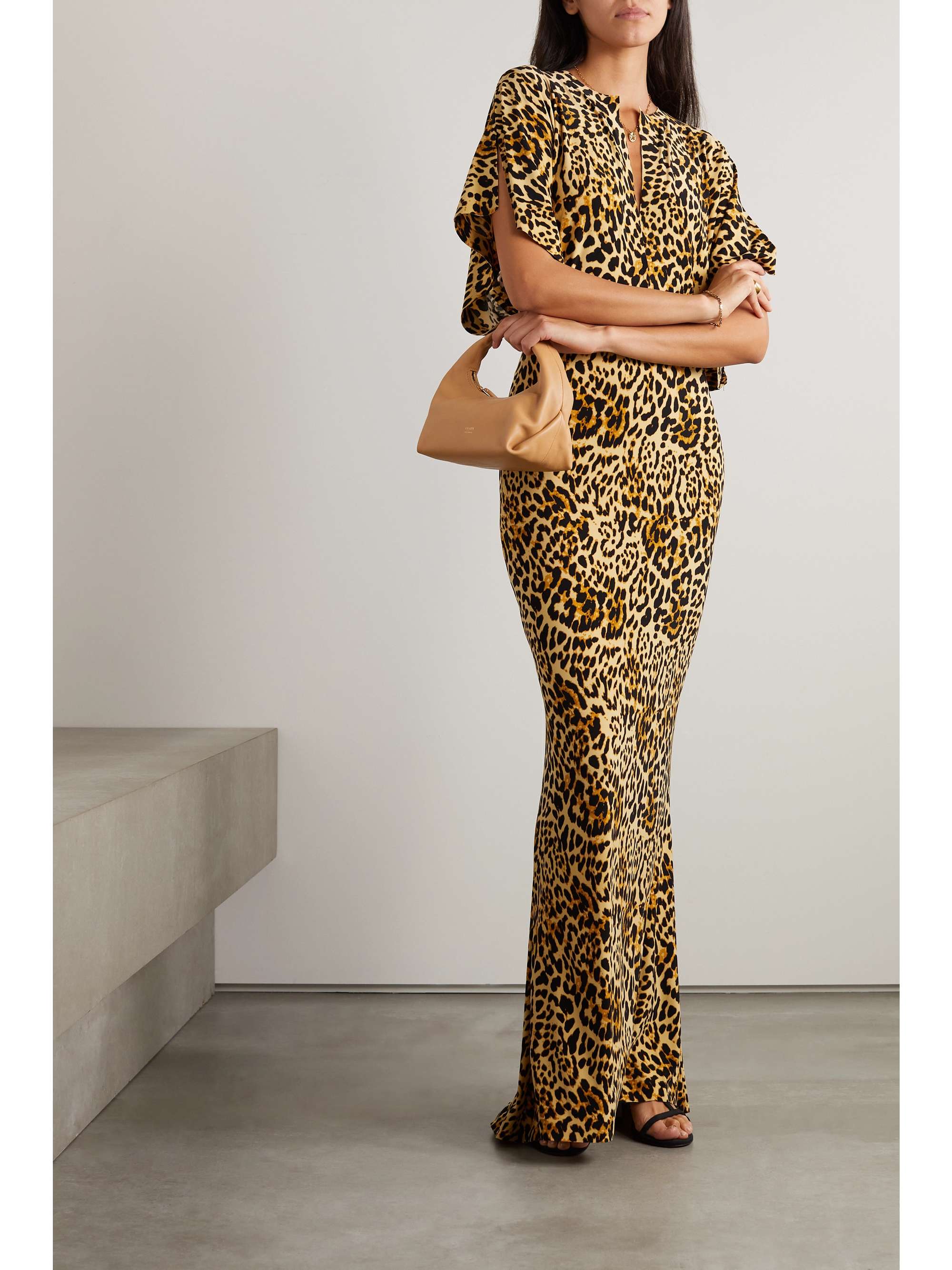 NORMA KAMALI Obie leopard-print stretch-jersey maxi dress