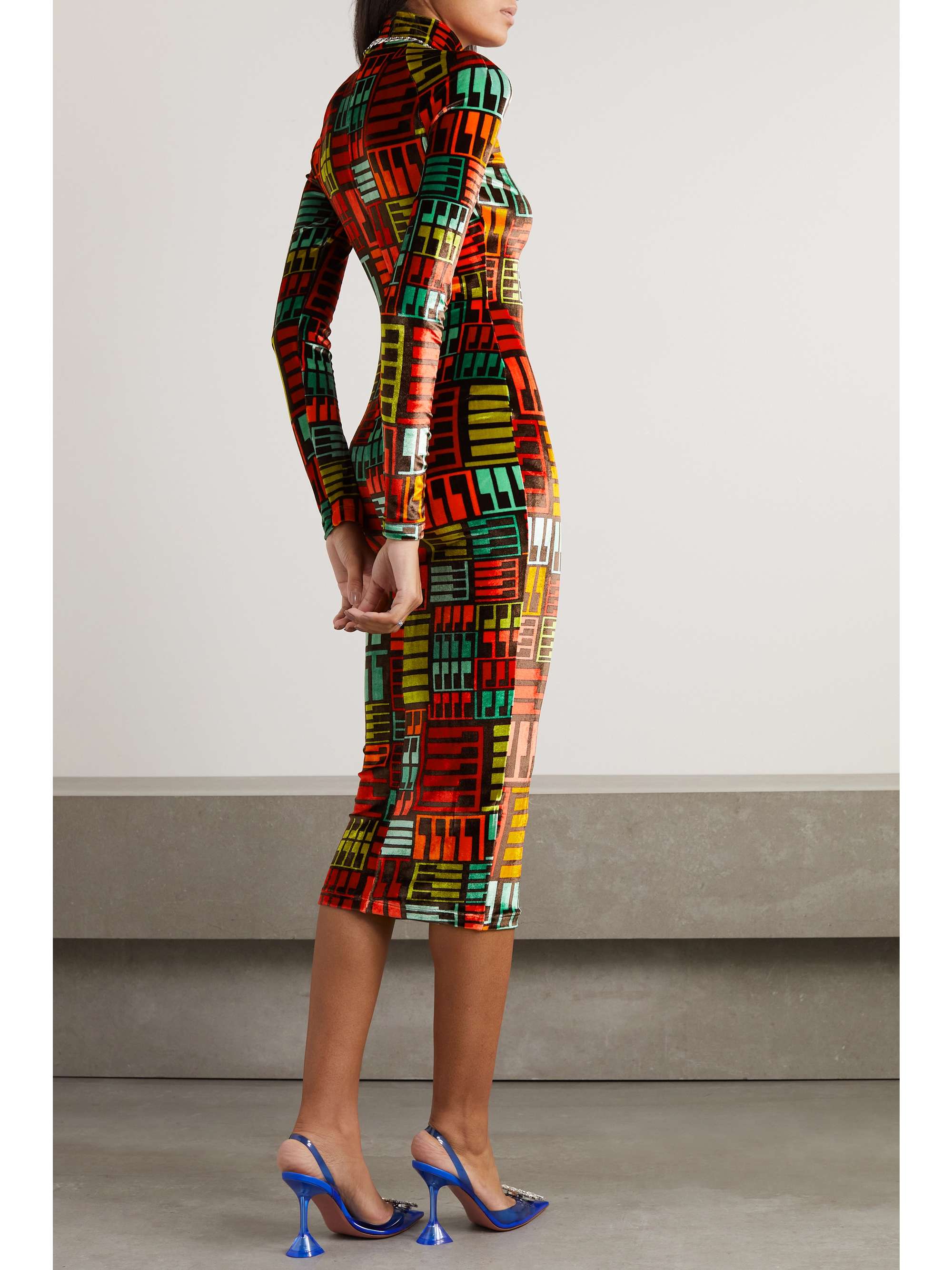 PUCCI Printed velour turtleneck midi dress