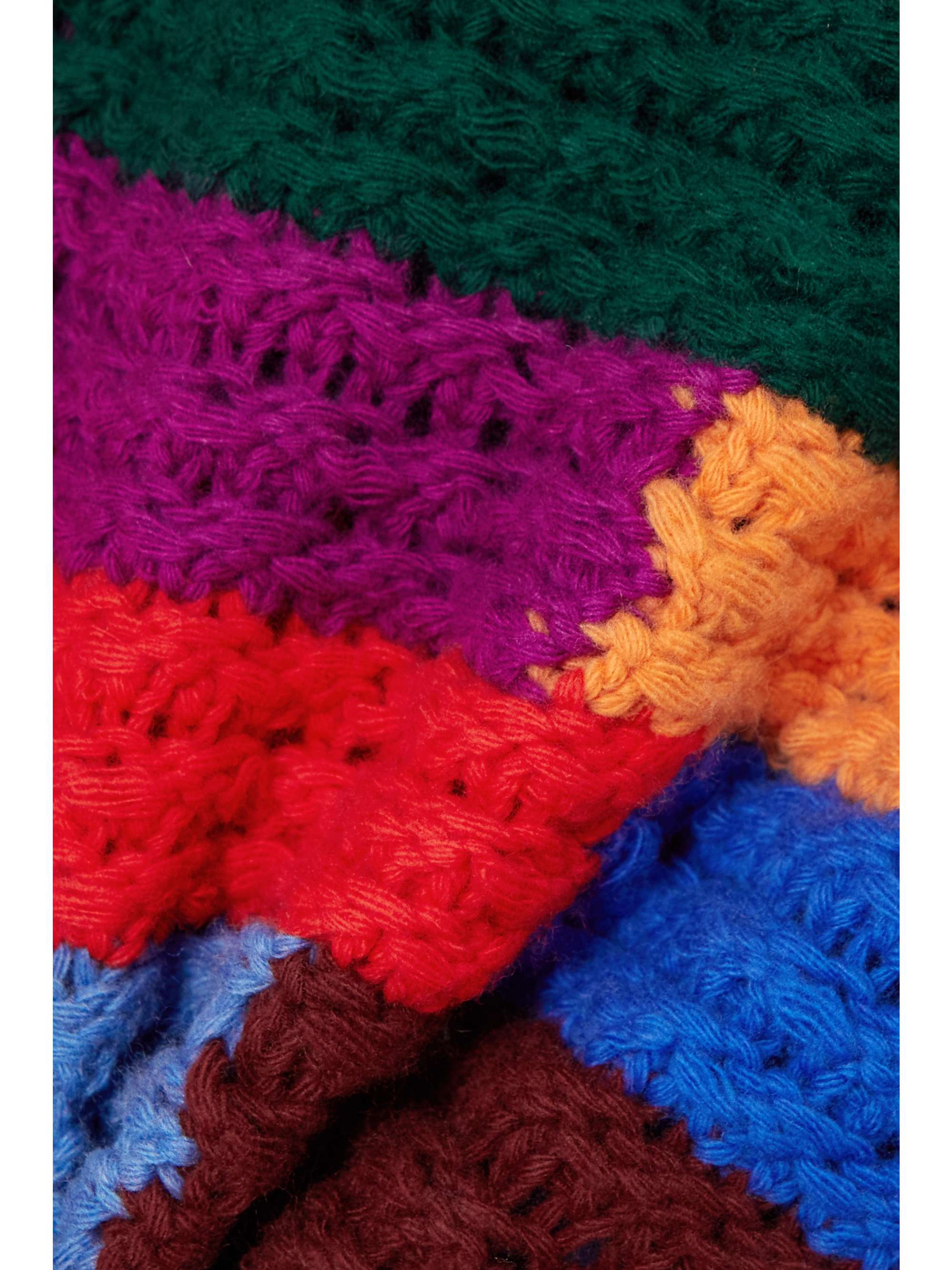 PUCCI Fringed striped wool turtleneck poncho