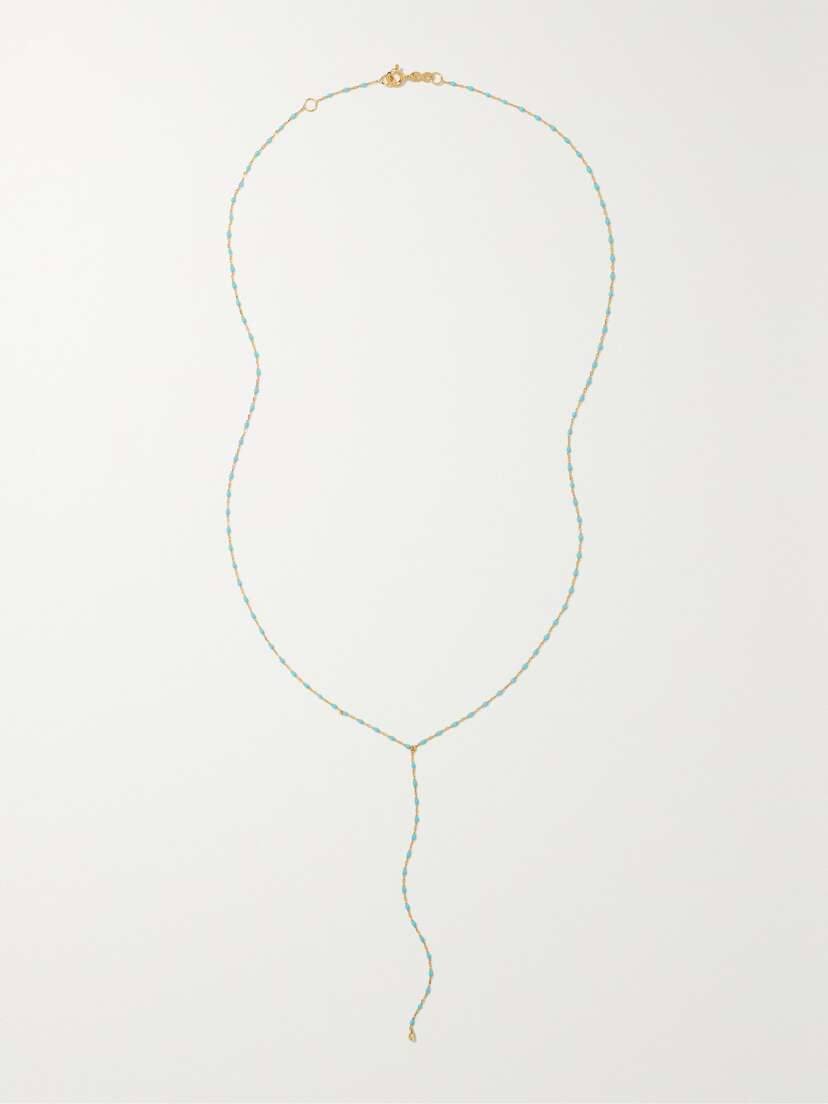 Gigi Clozeau Mini Gigi Y Party 18-karat Gold, Resin And Diamond Necklace