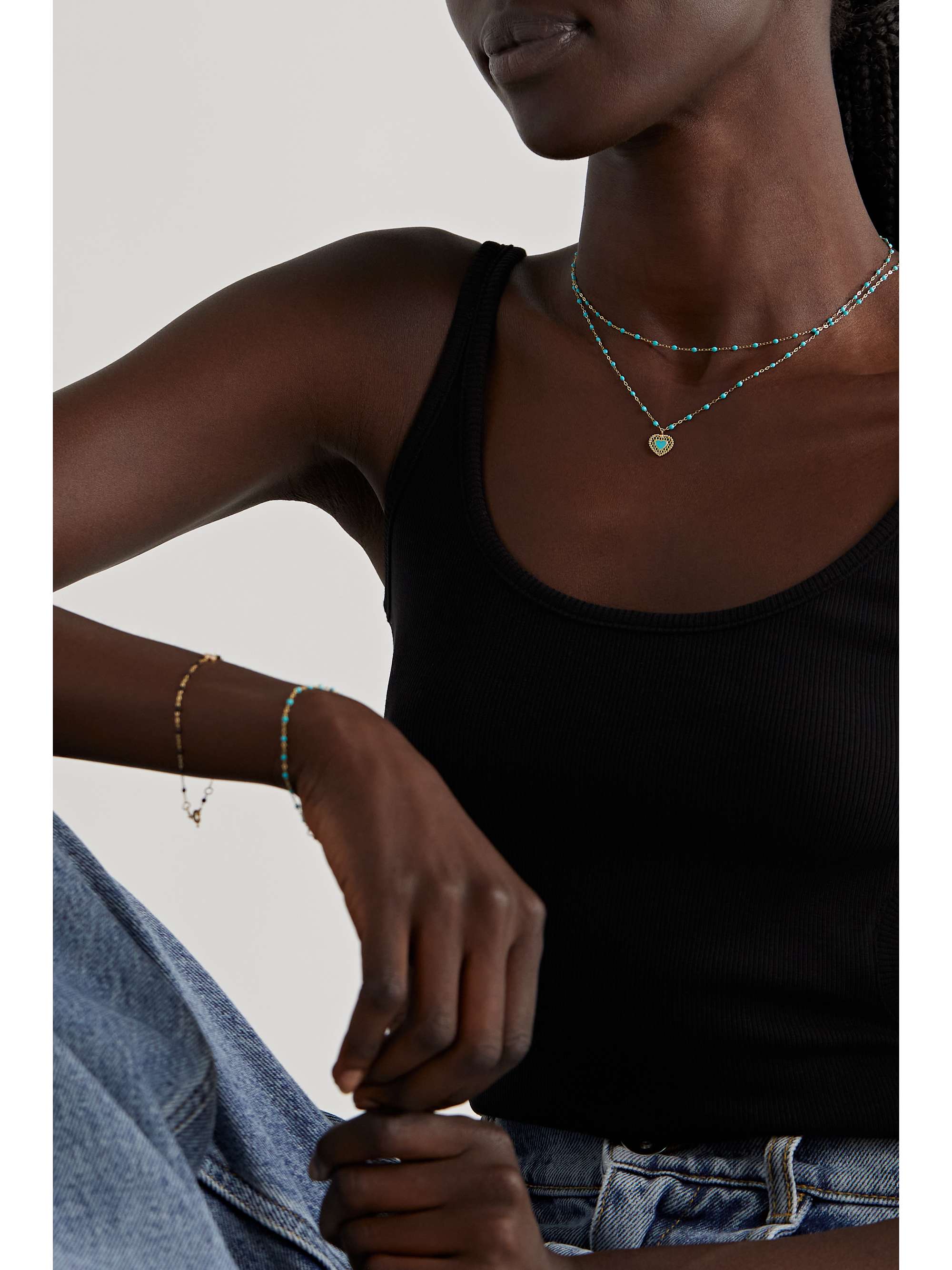 GIGI CLOZEAU Lace Heart 18-karat gold and resin necklace