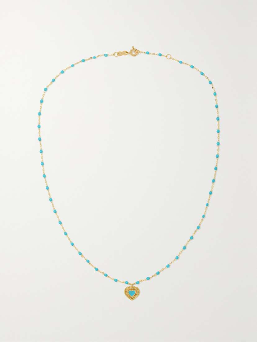 Gigi Clozeau Lace Heart 18-karat Gold And Resin Necklace