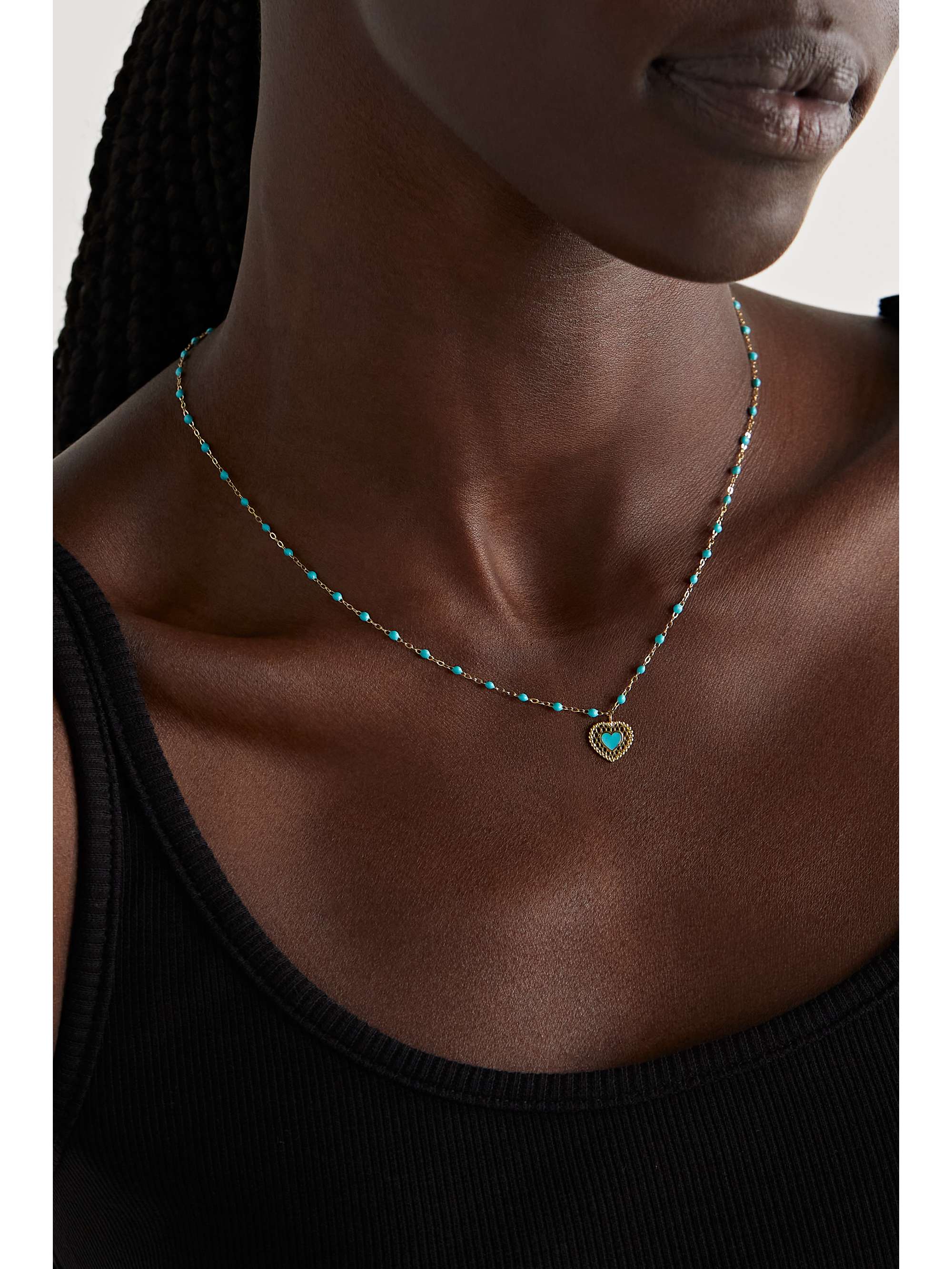 GIGI CLOZEAU Lace Heart 18-karat gold and resin necklace
