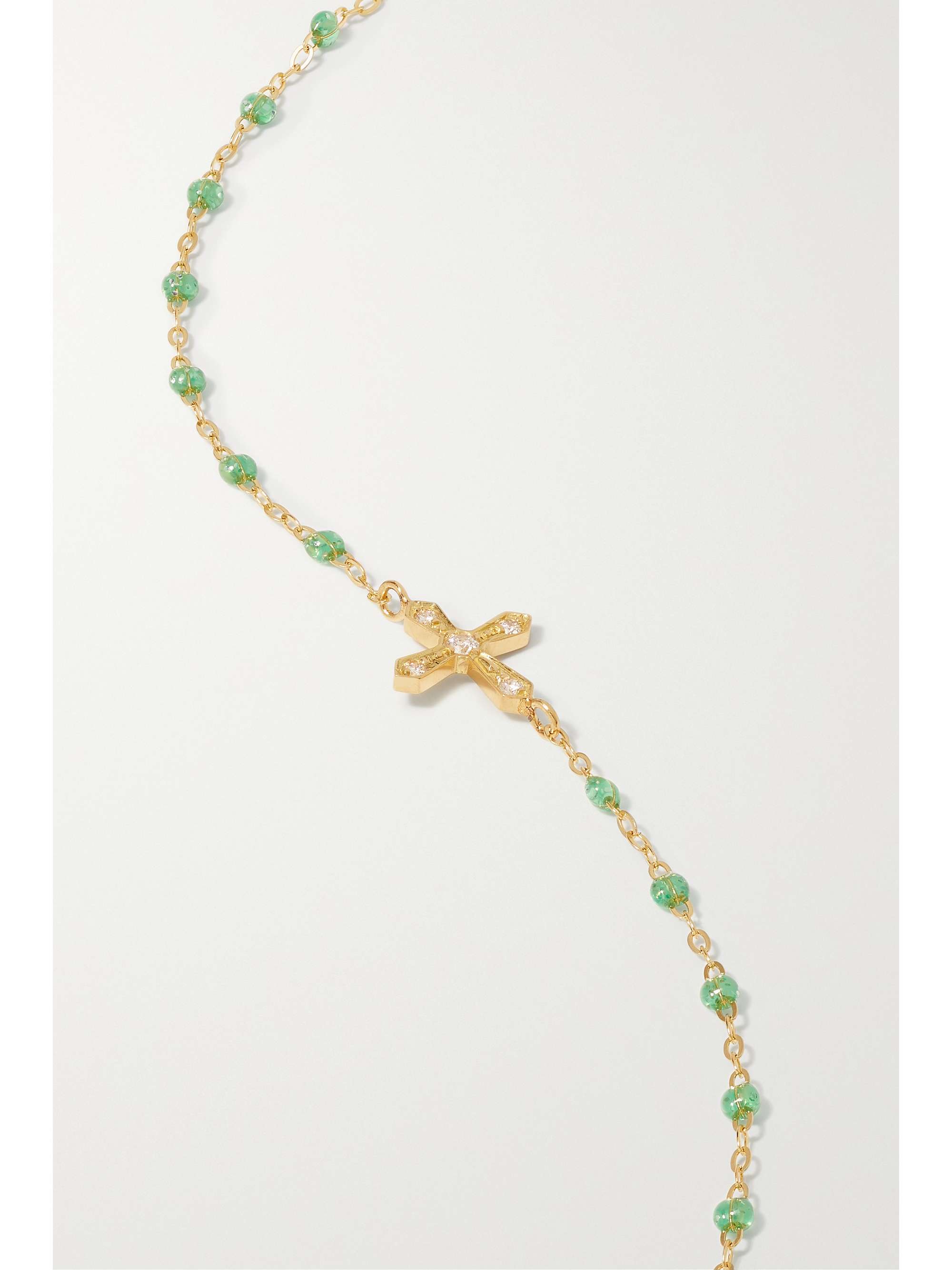 GIGI CLOZEAU Classic Cross Vintage 18-karat gold, resin and diamond bracelet