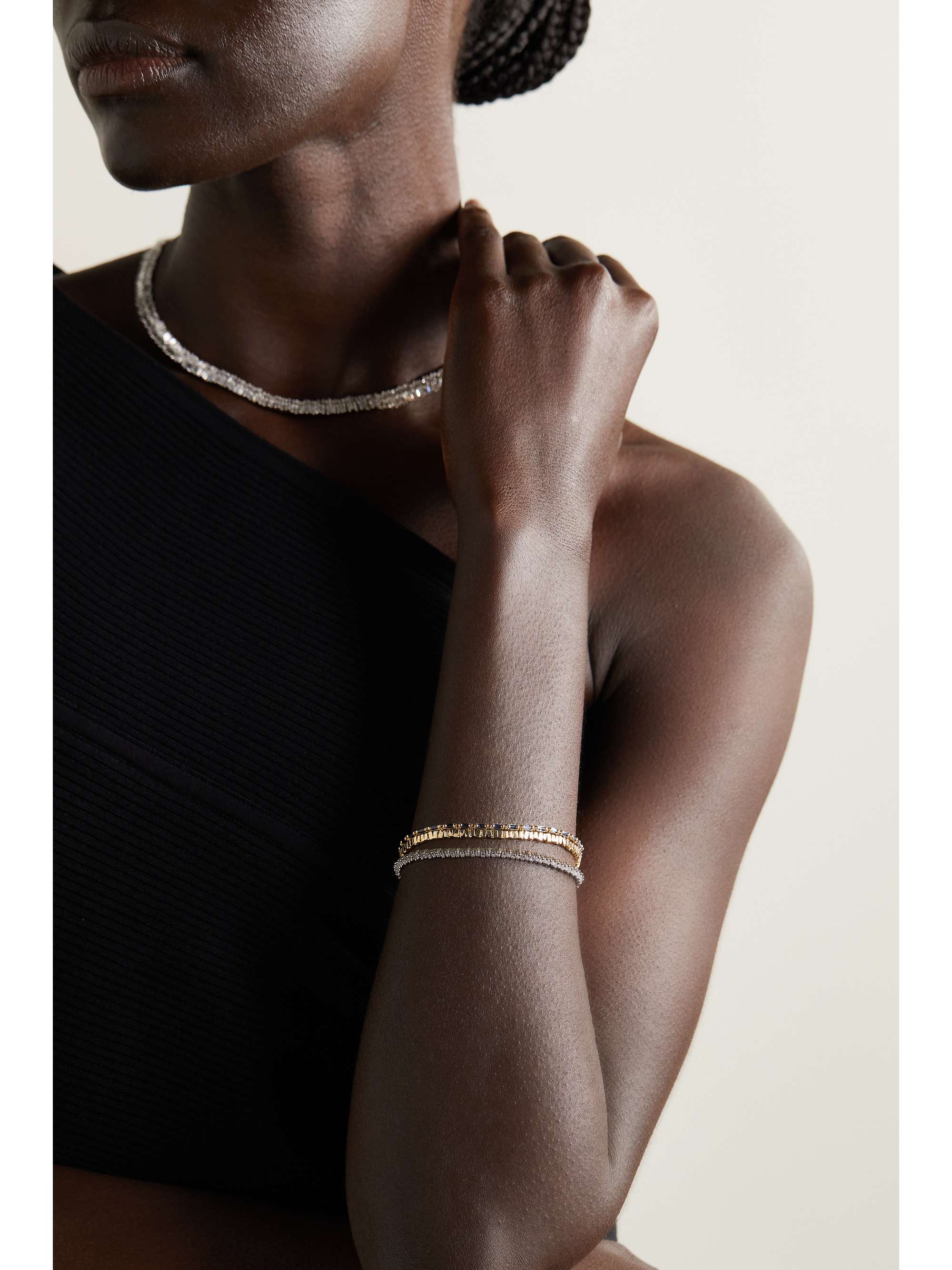 SUZANNE KALAN 18-karat gold emerald tennis bracelet