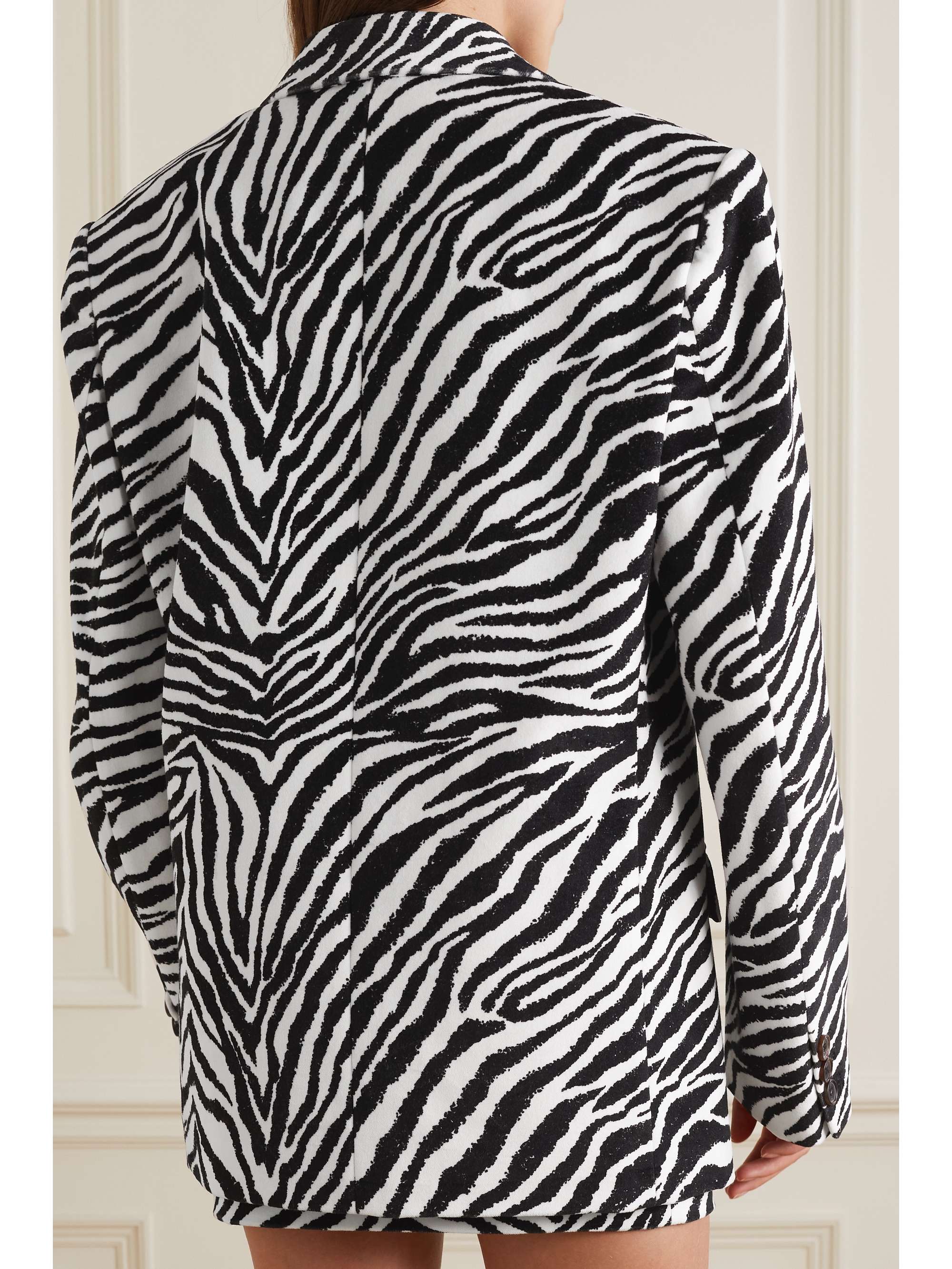 ALESSANDRA RICH Zebra-print cotton-velvet blazer