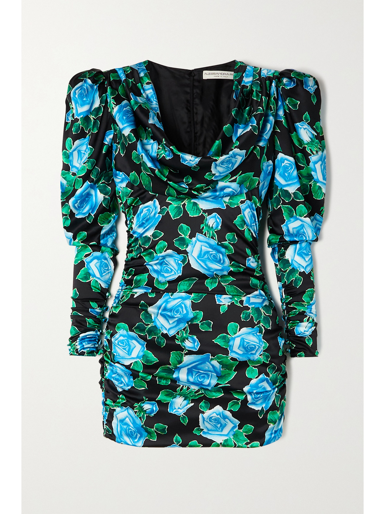 Alessandra Rich Silk Mini Dress In Blue