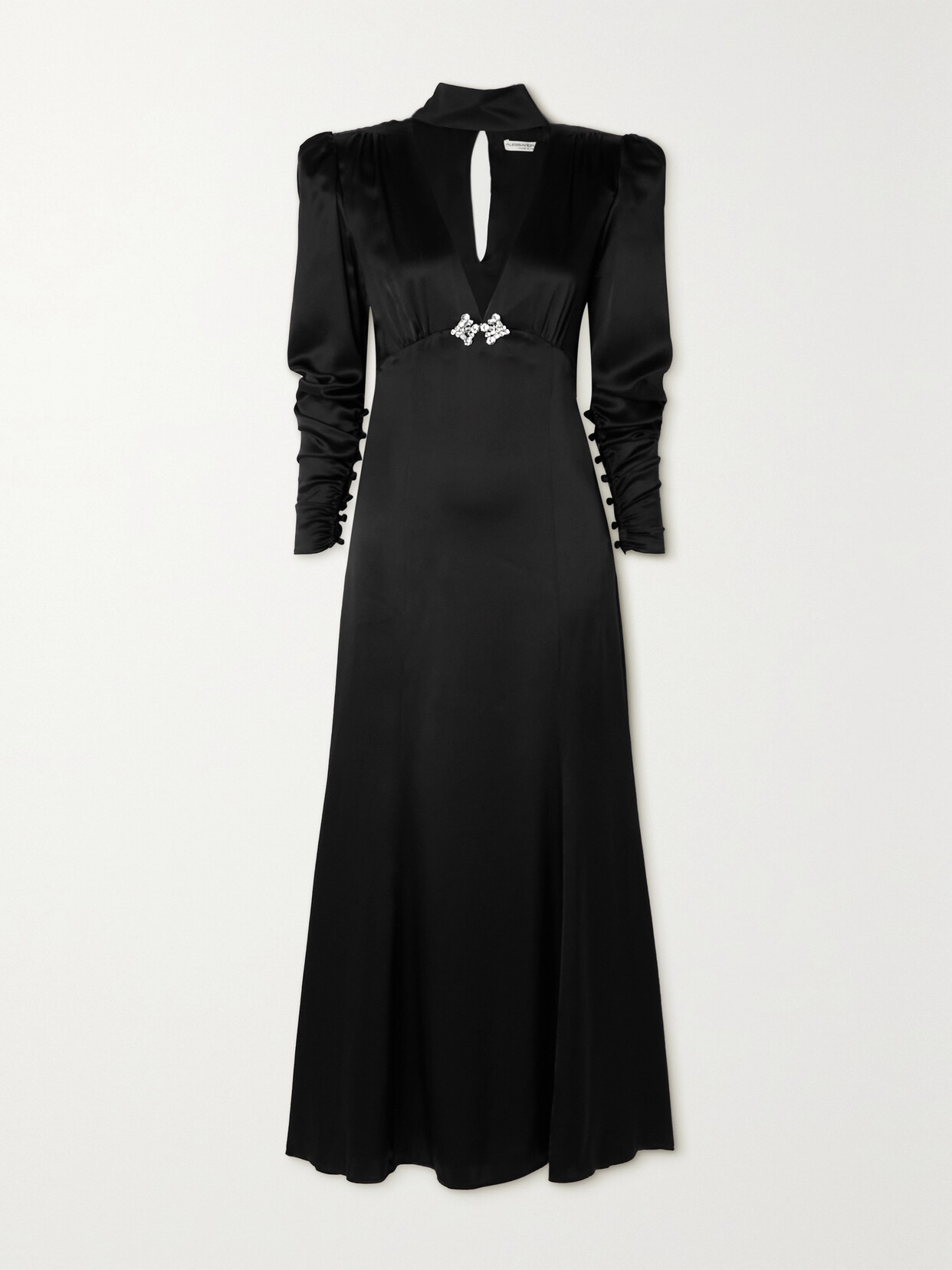Alessandra Rich - Crystal-embellished Cutout Silk-satin Maxi Dress - Black 22 Awaiting product image