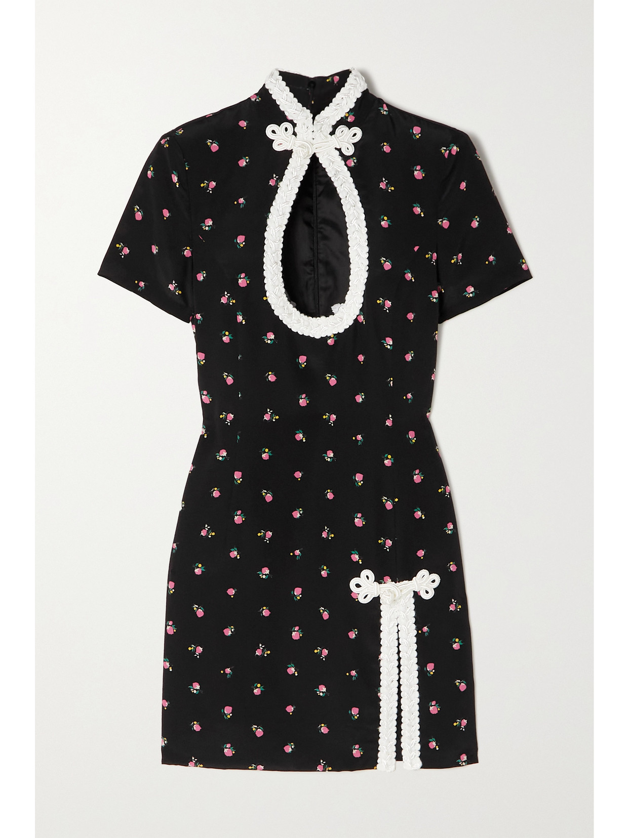 Alessandra Rich Cutout Floral-print Silk-satin Mini Dress