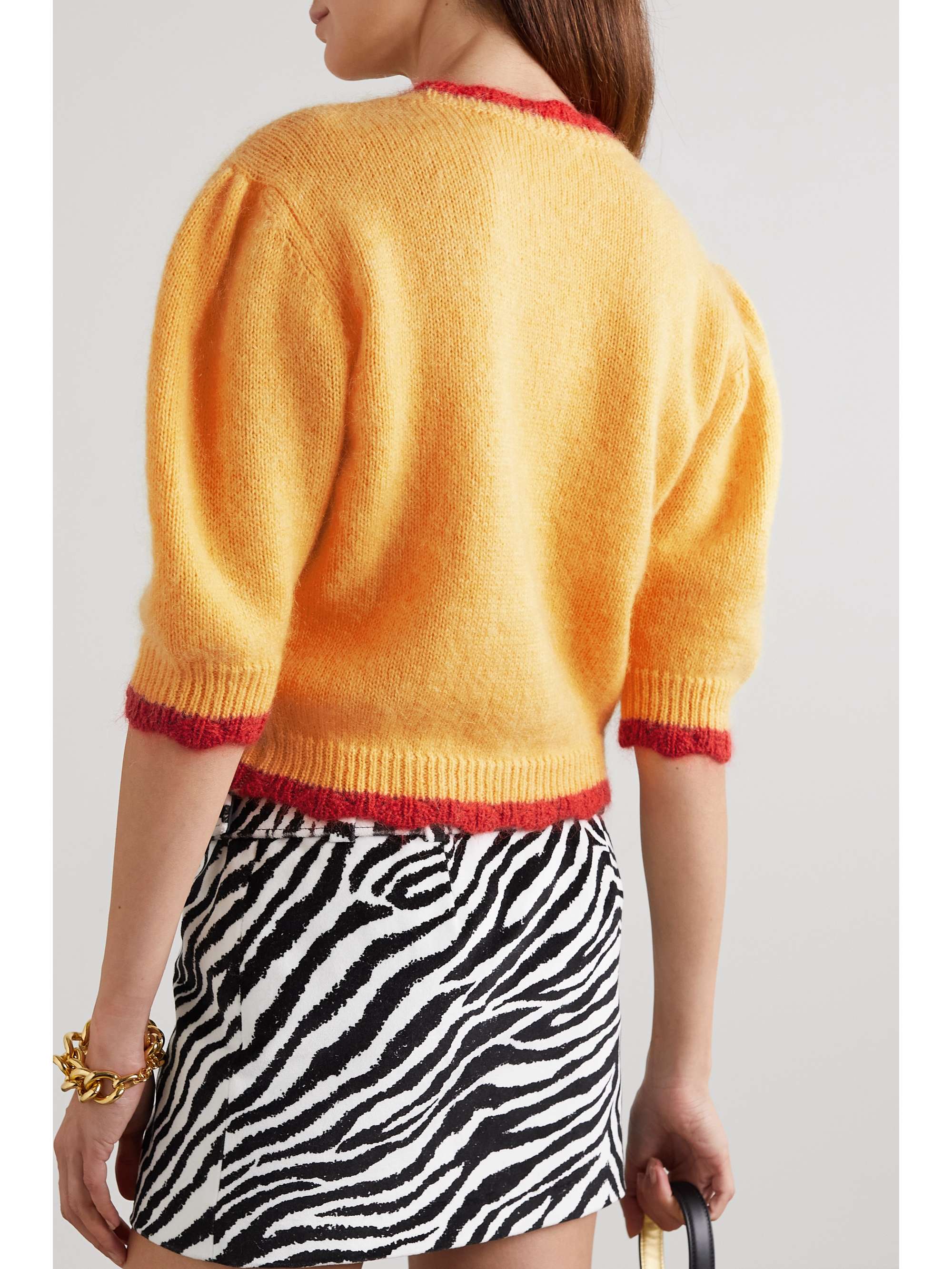 ALESSANDRA RICH Cropped embroidered mohair-blend sweater