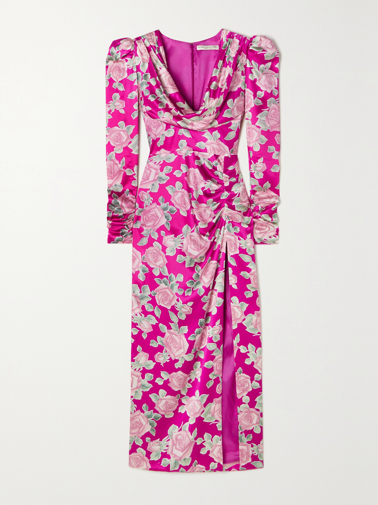 Alessandra Rich Silk Draped Dress In Pink
