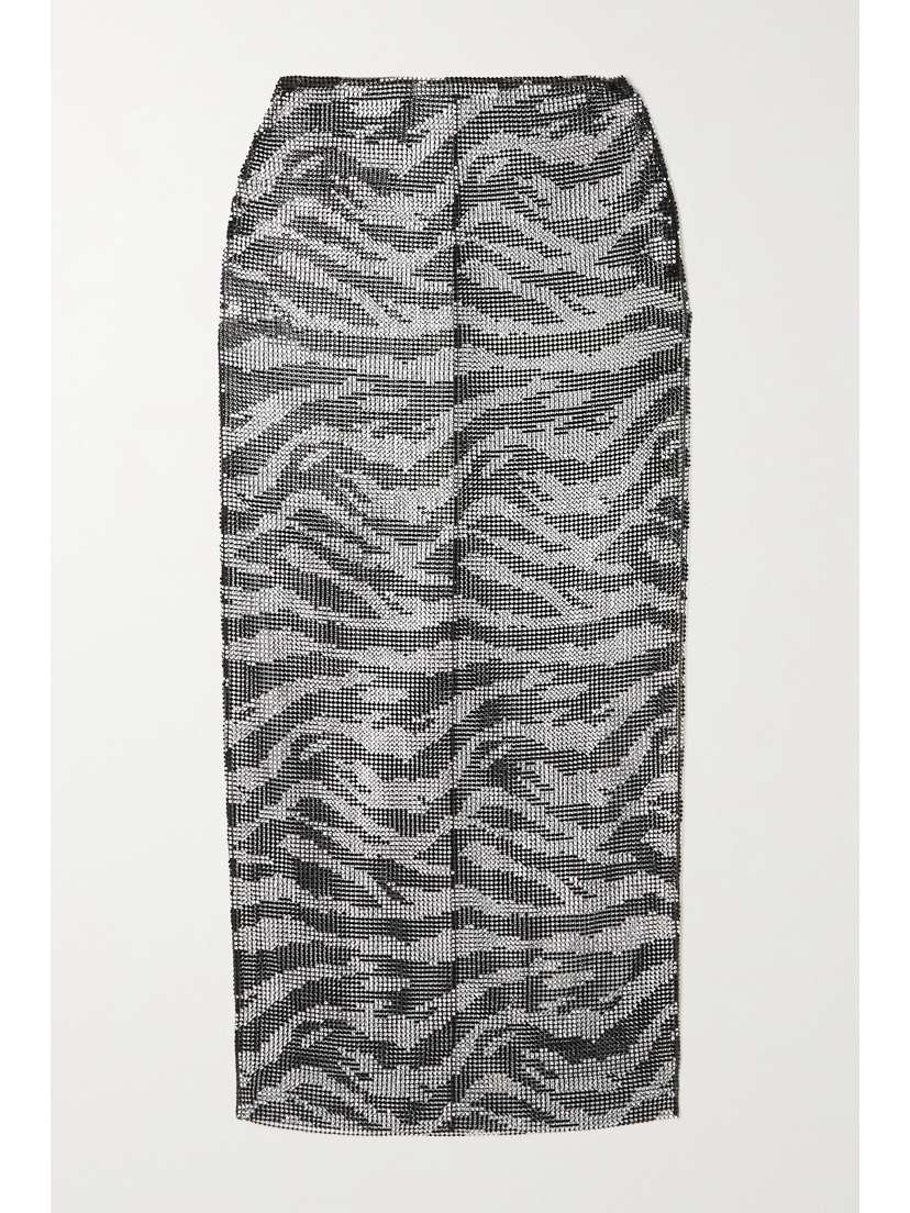 Alessandra Rich Crystal-embellished Mesh Midi Skirt