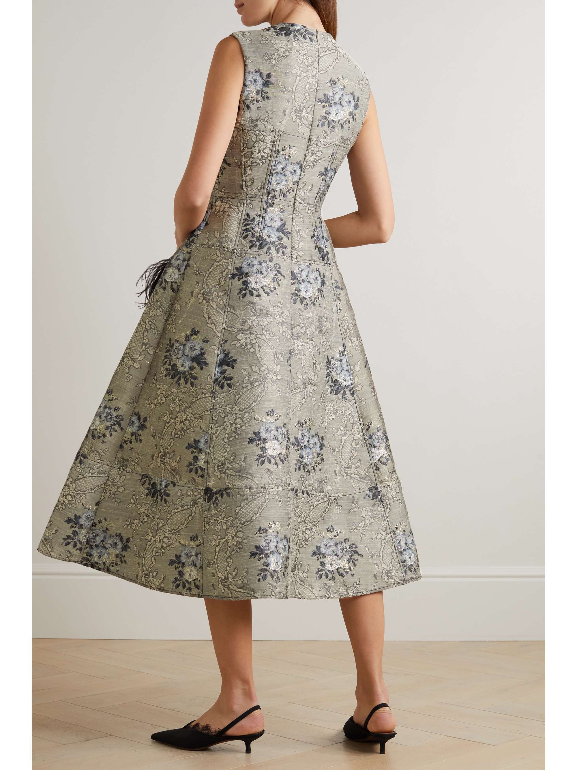 ERDEM Kelsie metallic floral-jacquard midi dress