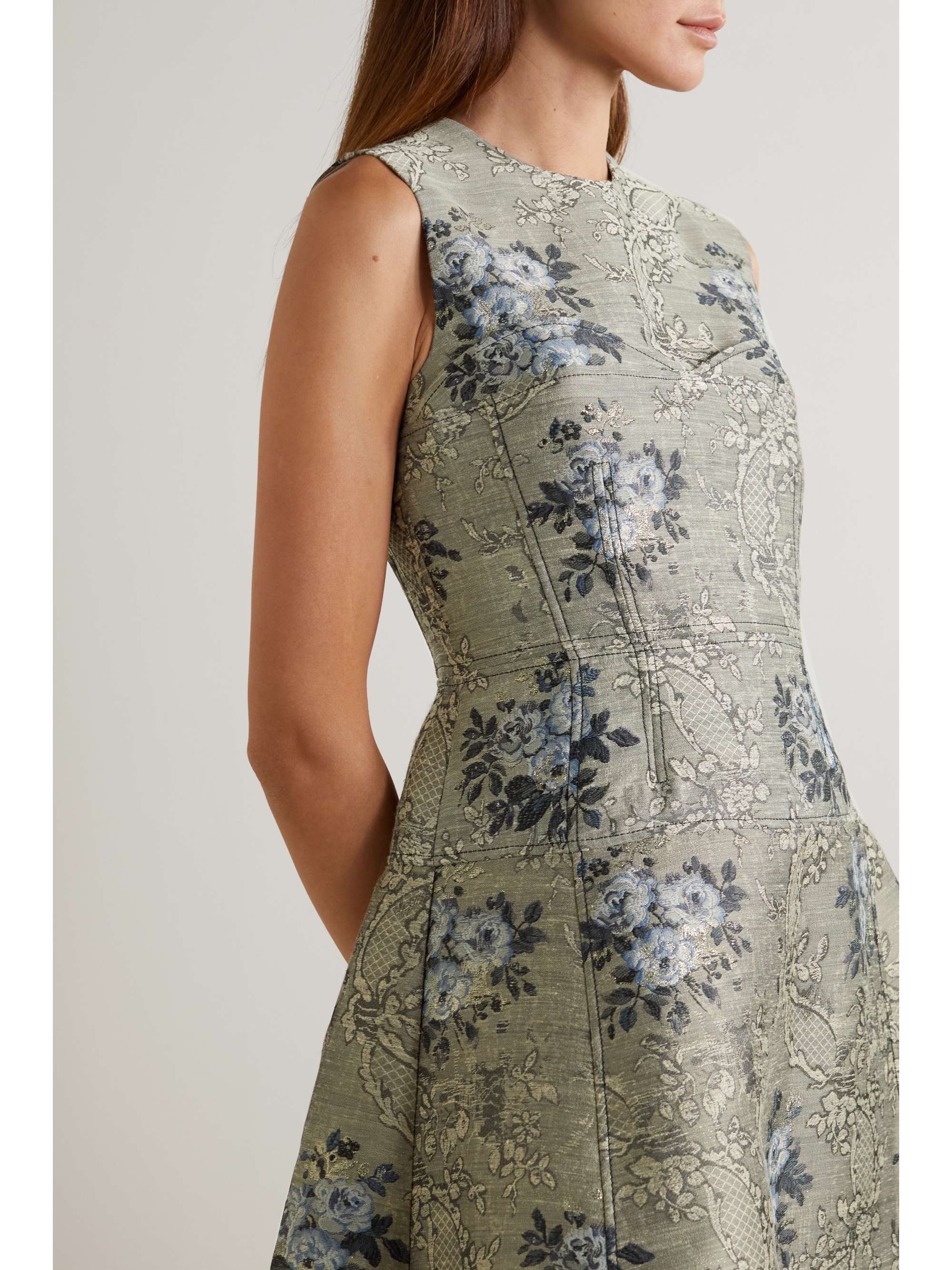 ERDEM Kelsie metallic floral-jacquard midi dress