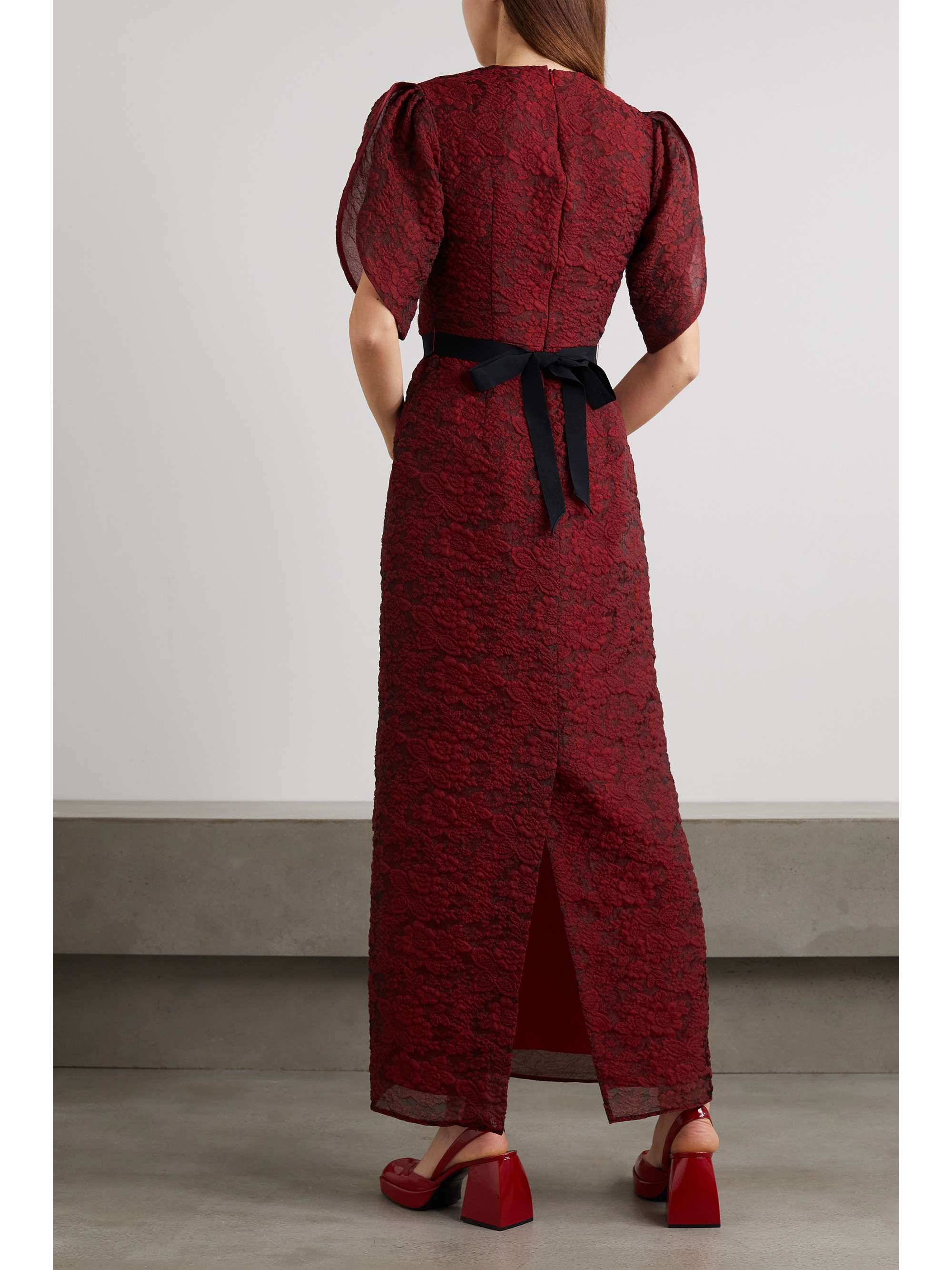 ERDEM Asteria 配腰带欧亘纱泡泡纱礼服