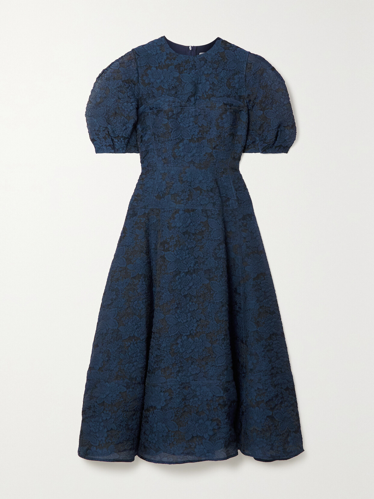 Shop Erdem Kyla Metallic Organza-cloqué Midi Dress In Blue