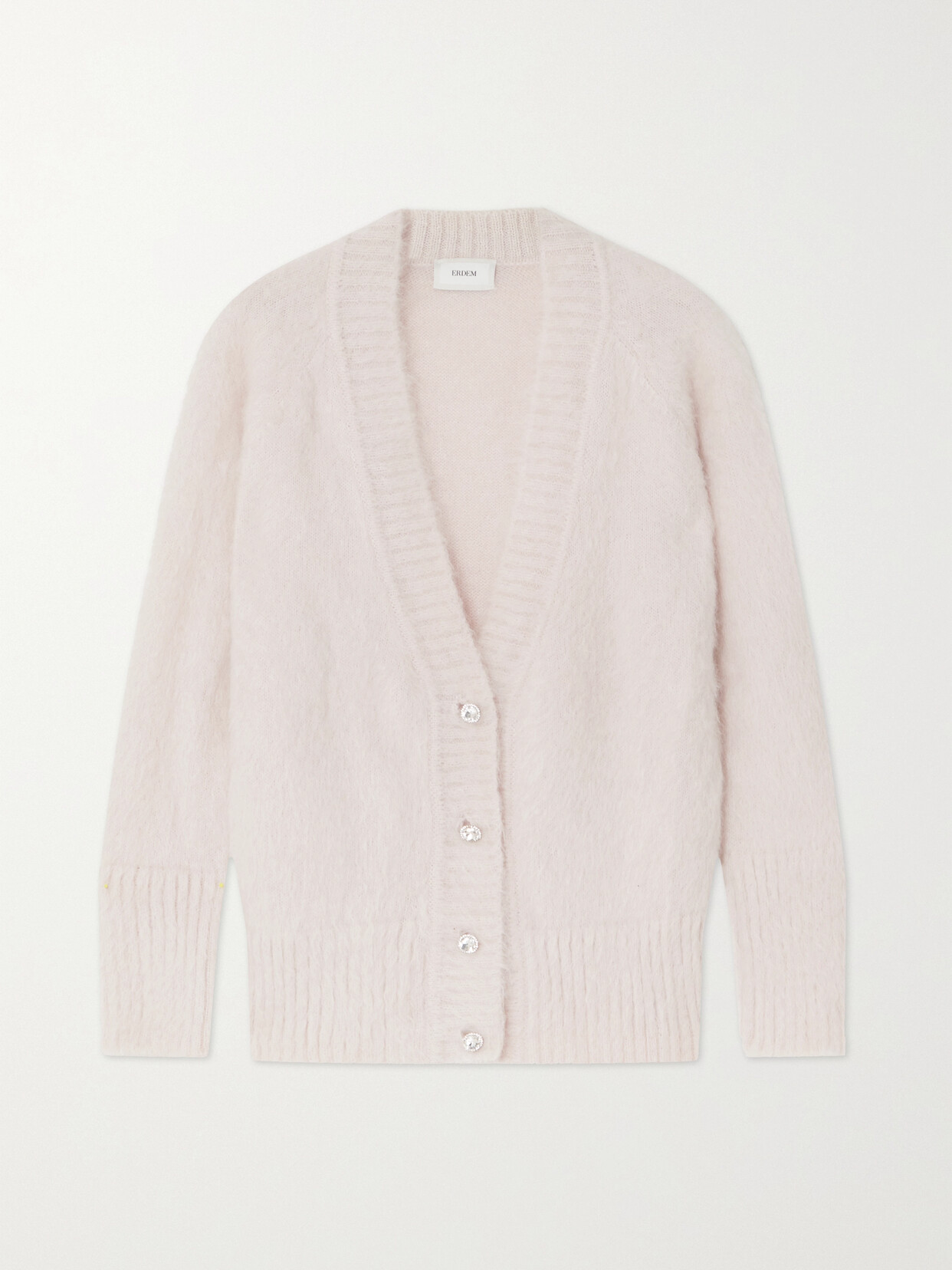 Erdem Sabrina Crystal-embellished Mohair-blend Cardigan - Pink