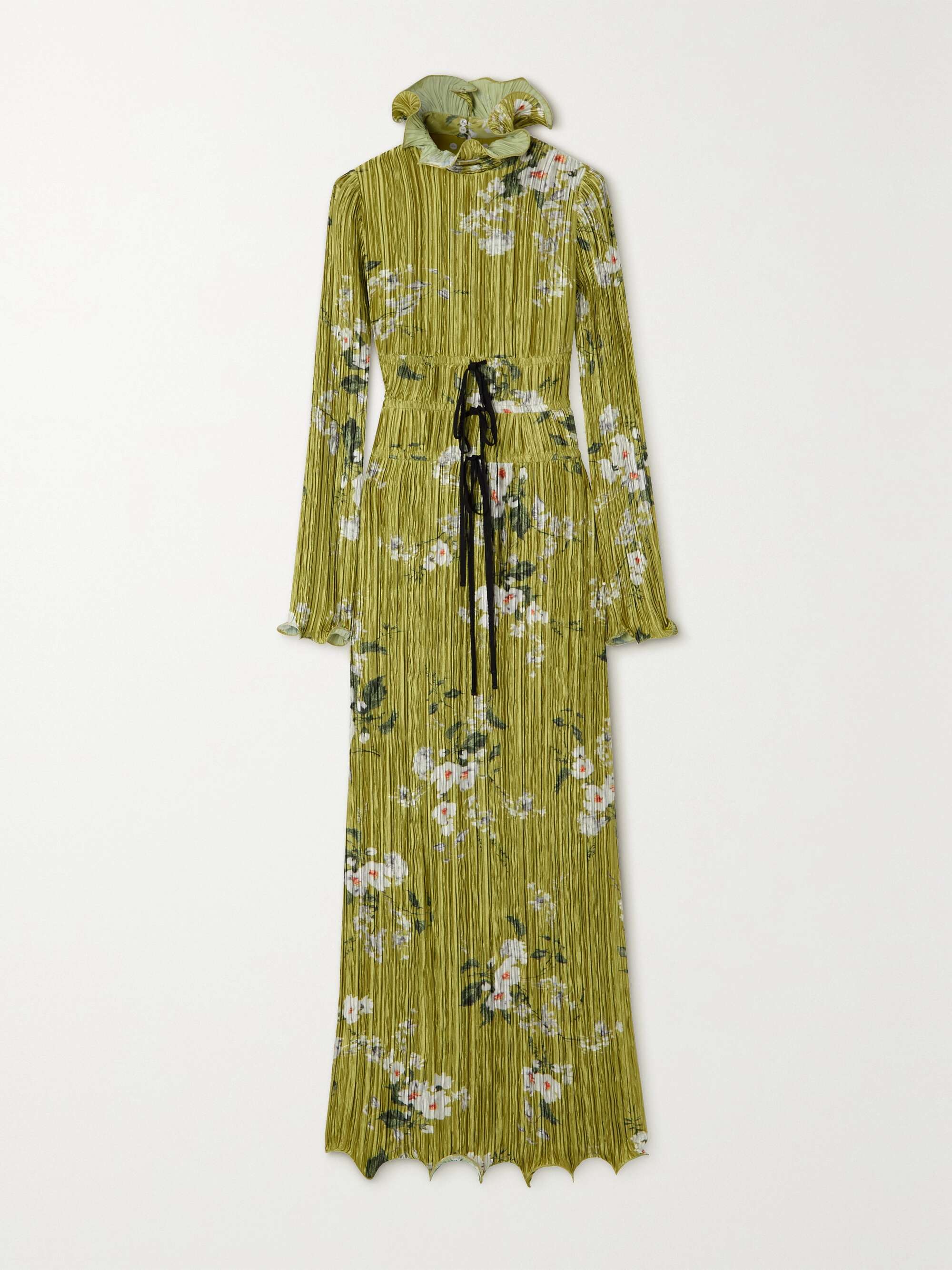 ERDEM Namiba open-back ruffled floral-print plissé-satin maxi dress ...