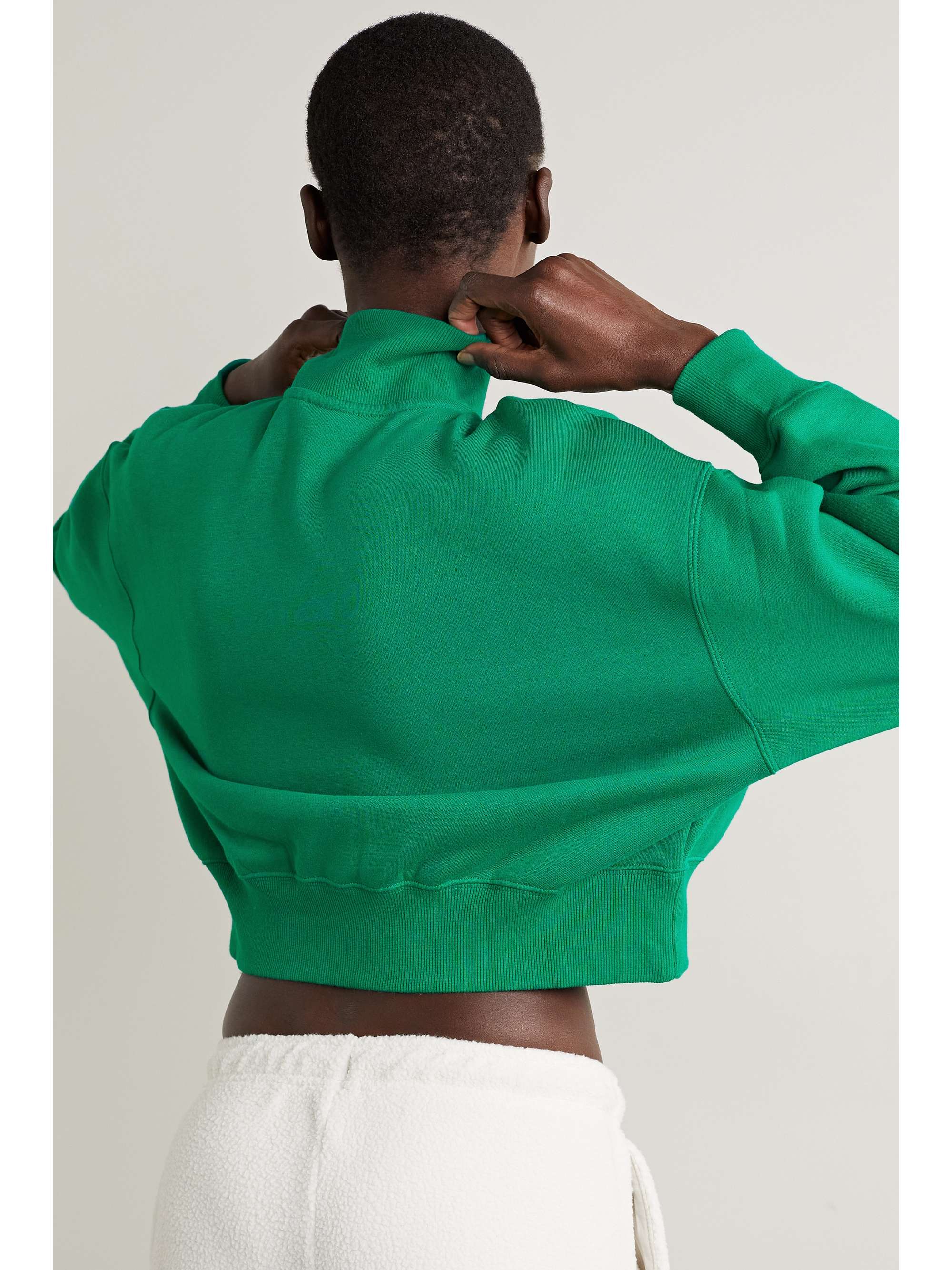 NIKE Phoenix cropped embroidered cotton-blend jersey sweatshirt
