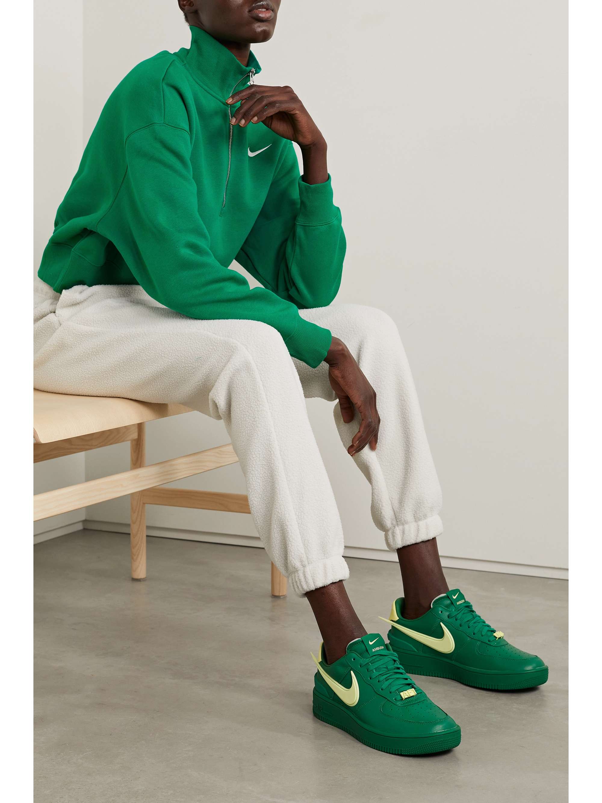 NIKE Phoenix cropped embroidered cotton-blend jersey sweatshirt