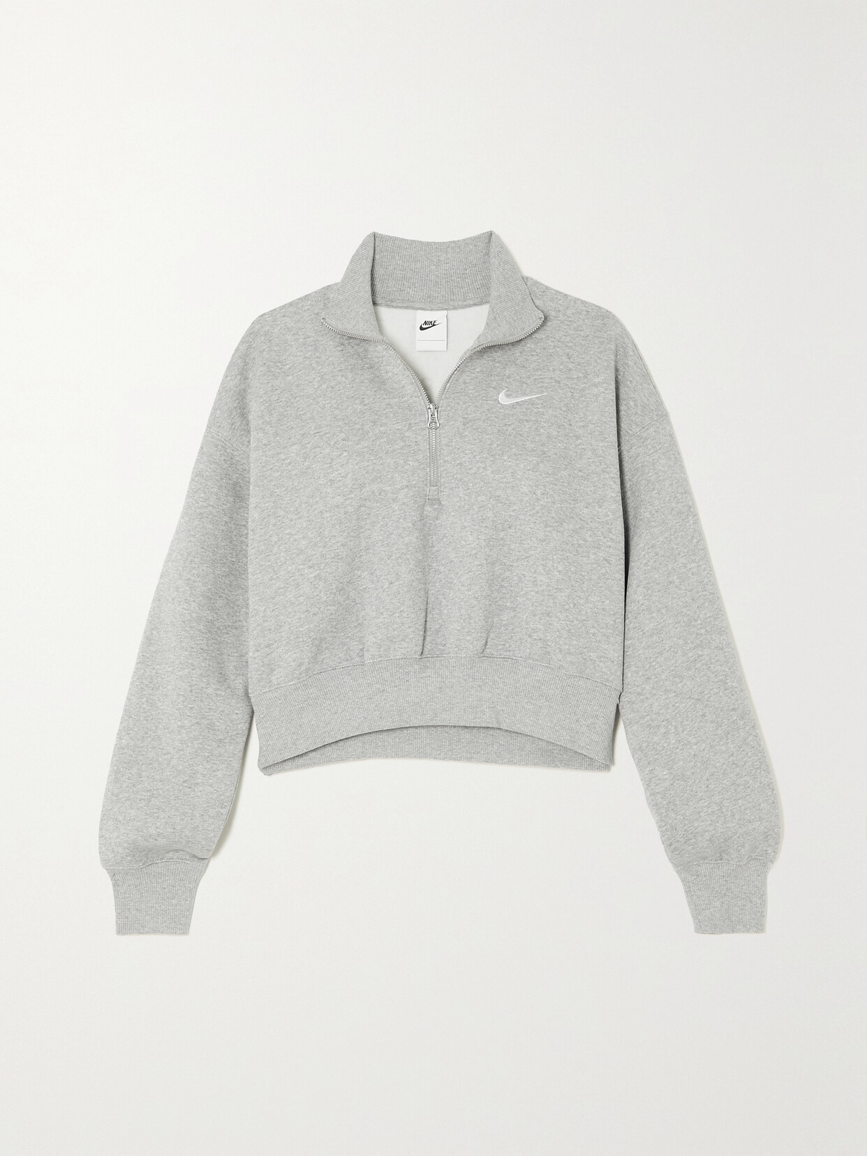 Nike - Phoenix Cropped Embroidered Cotton-blend Jersey Sweatshirt - Gray