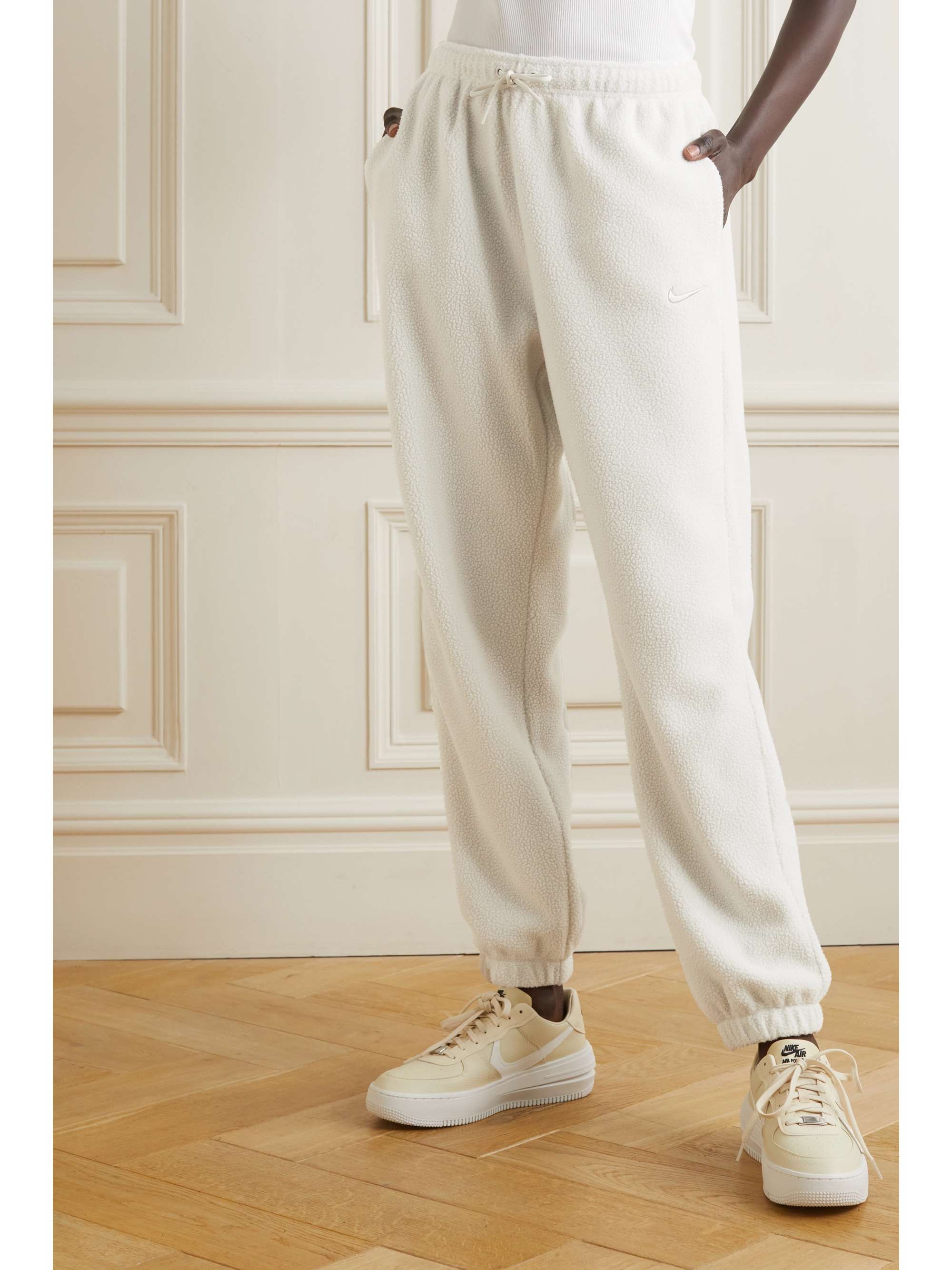 NIKE Embroidered faux shearling sweatpants