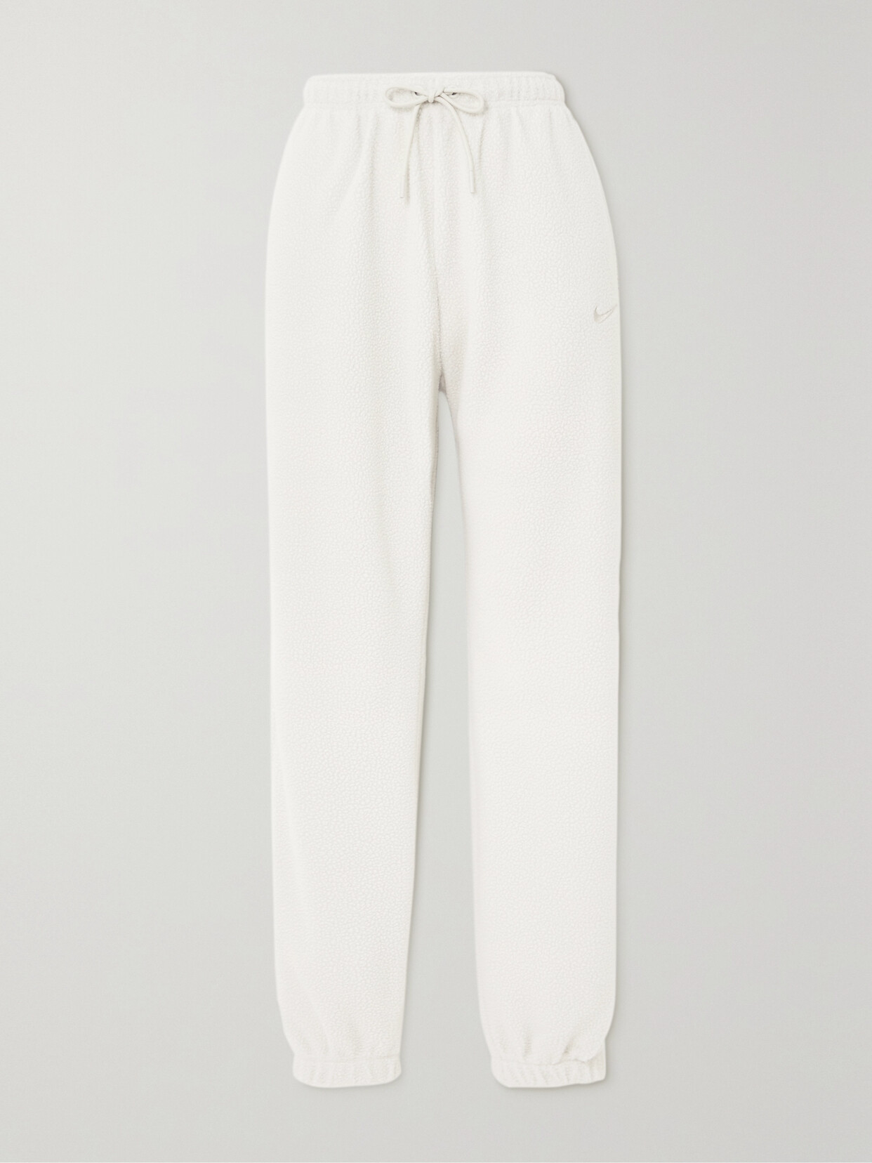 Nike - Embroidered Faux Shearling Sweatpants - Neutrals